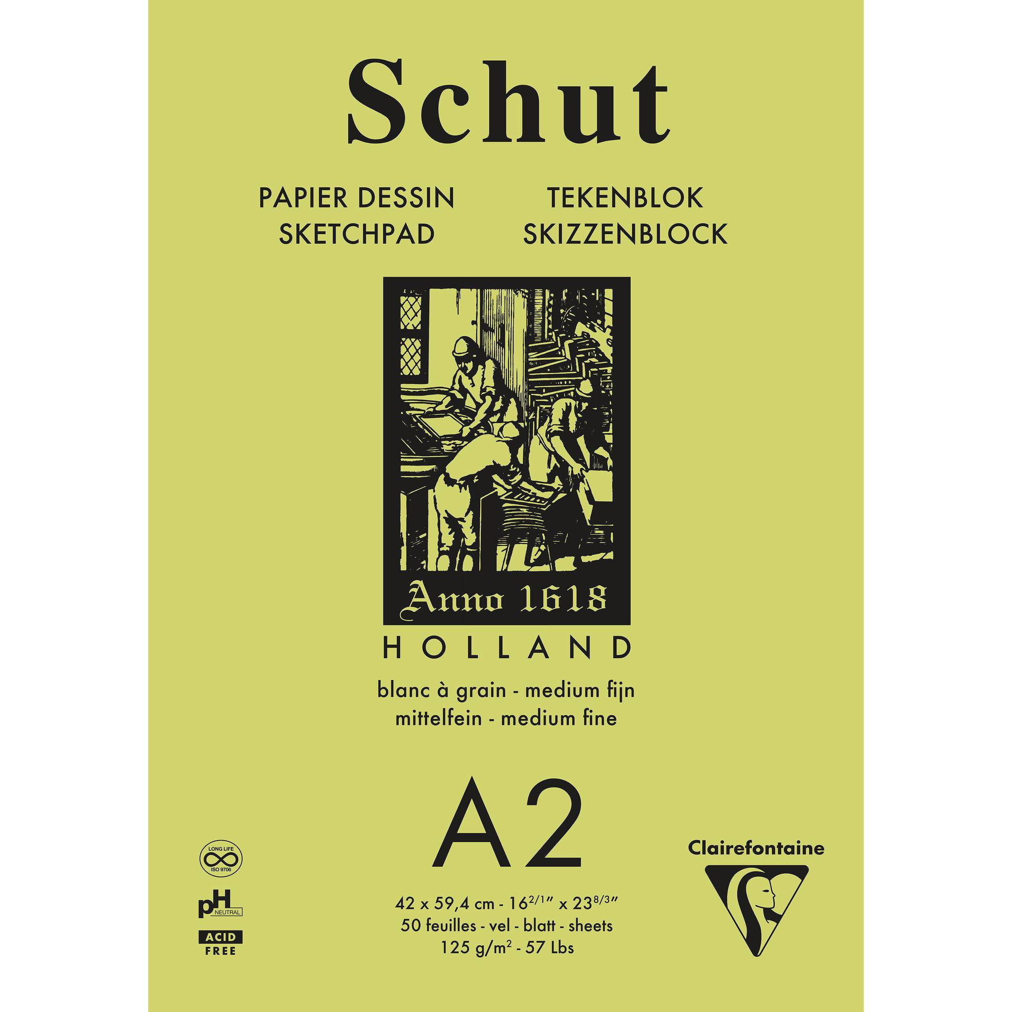 Clairefontaine Skizzenblock A2 50 Blatt weiß telfeine Körnung SCH11802C