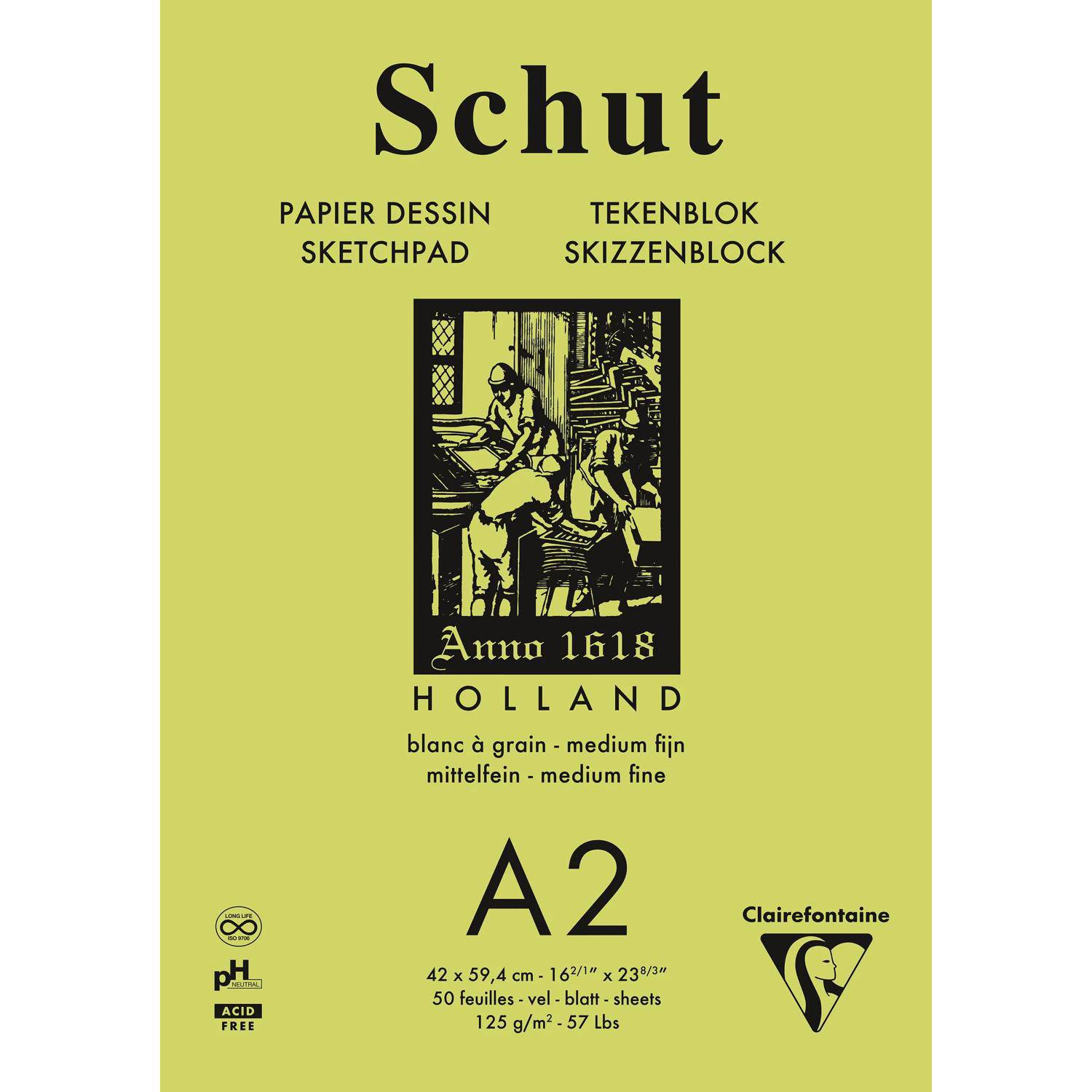 Clairefontaine Skizzenblock A2 50 Blatt weiß telfeine Körnung SCH11802C