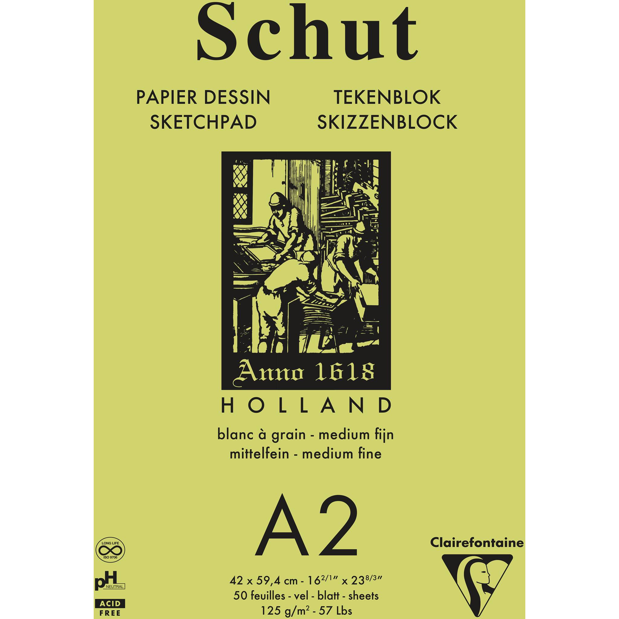 Clairefontaine Skizzenblock A2 50 Blatt weiß telfeine Körnung SCH11802C