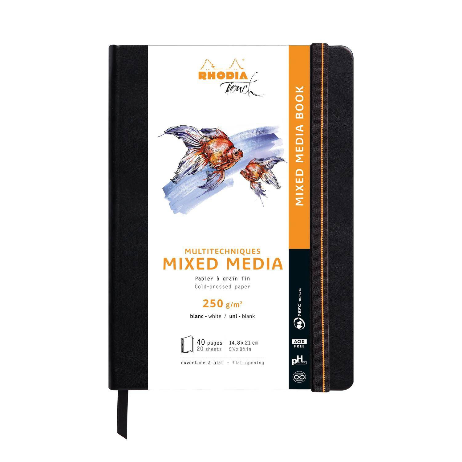 Rhodia Touch Book, Skizzenbuch A5 20 Bl Paint'ON-Papier 250g Schwarz 116174C