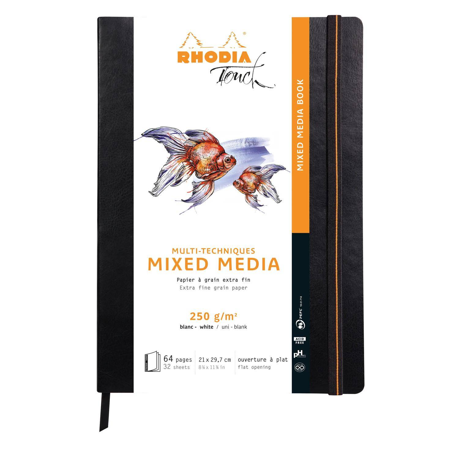 Rhodia Touch Book, Skizzenbuch A4 20 Bl Paint'ON-Papier 250g Schwarz 116175C