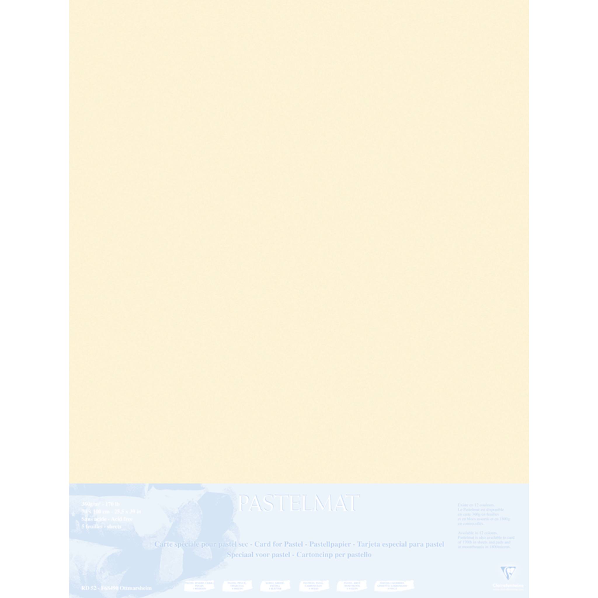 Clairefontaine Papier für Pastellmalerei 5 Bogen 70x100cm Maisfarben 396023C