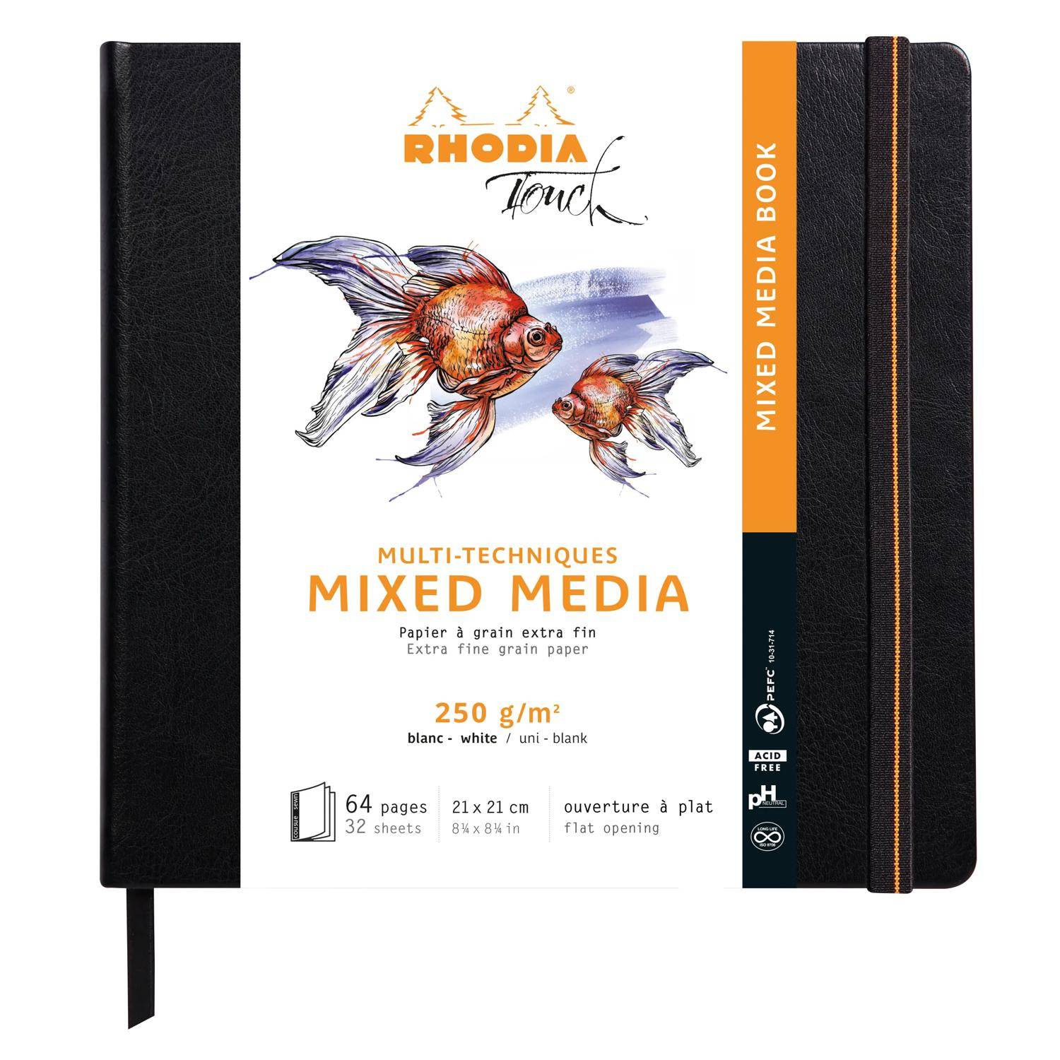 Rhodia Touch Book, Skizzenbuch 20 Bl extraweiß 250g, 21x21 cm Schwarz 116177C