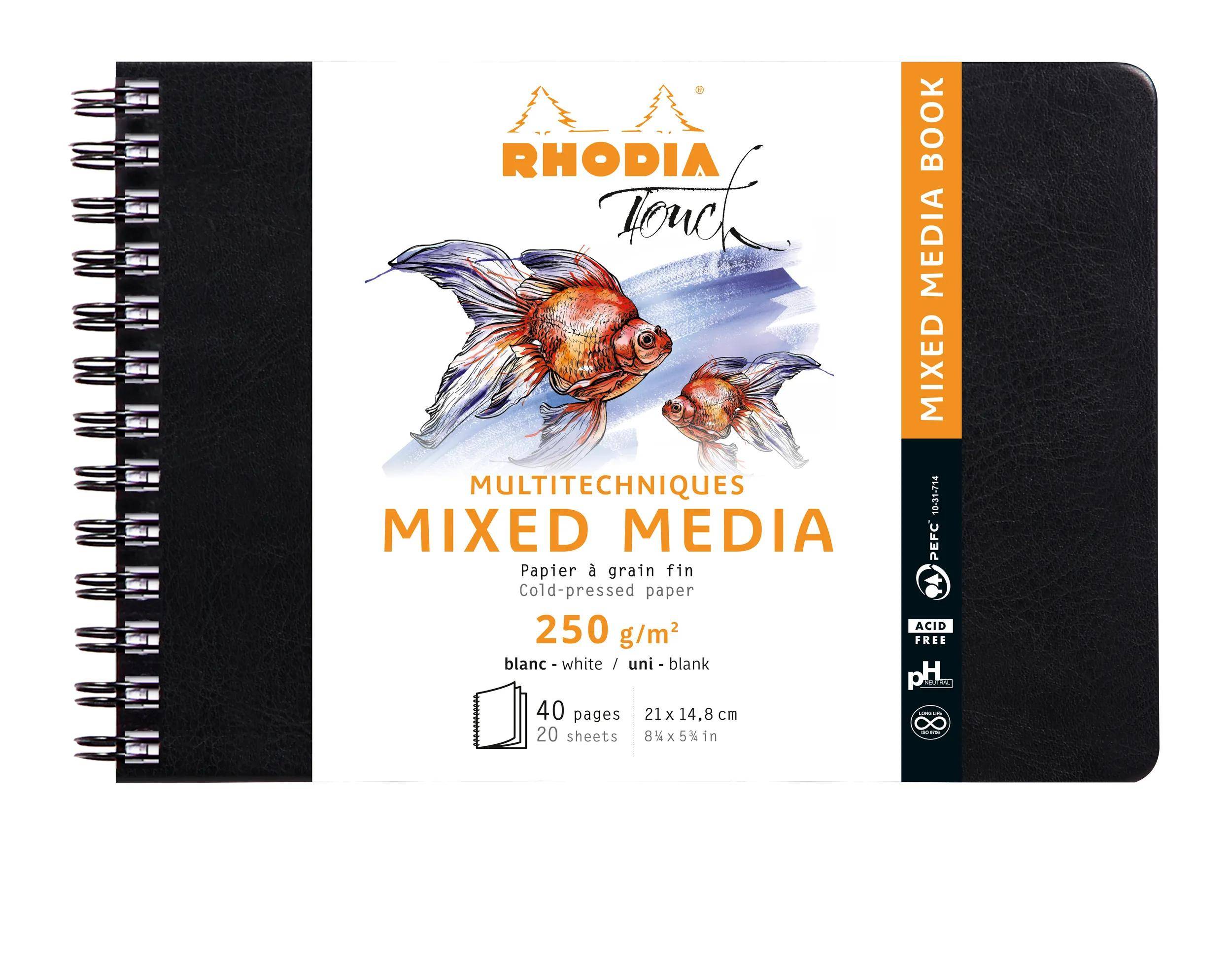 Rhodia Touch Book, Skizzenbuch 20 Bl extraweiß 250g, A5 Quer Schwarz 116179C