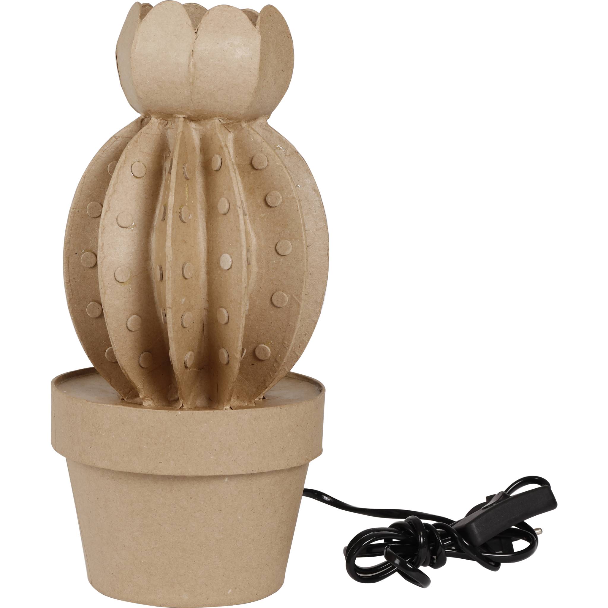 Décopatch Braunes Pappmaché, Kaktuslampe 30,5cm - Kartonbraun HD076C