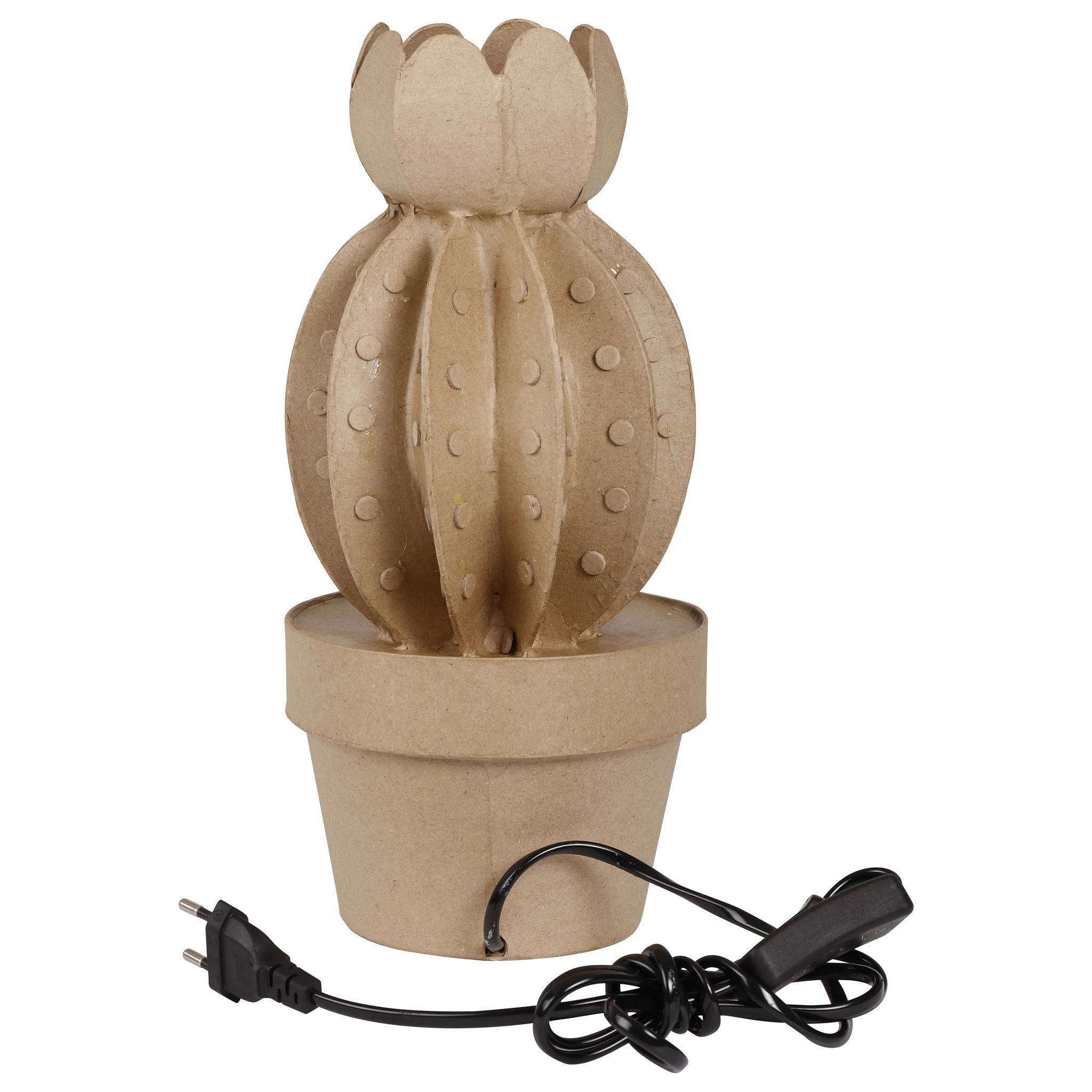 Décopatch Braunes Pappmaché, Kaktuslampe 30,5cm - Kartonbraun HD076C