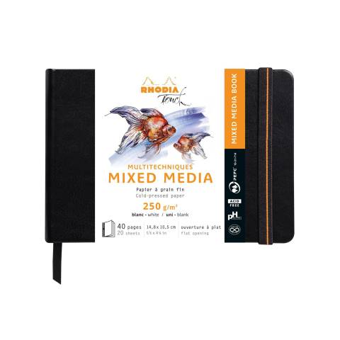Rhodia Touch Book, Skizzenbuch 20 Bl extraweiß 250g, A6 Quer Schwarz 116170C
