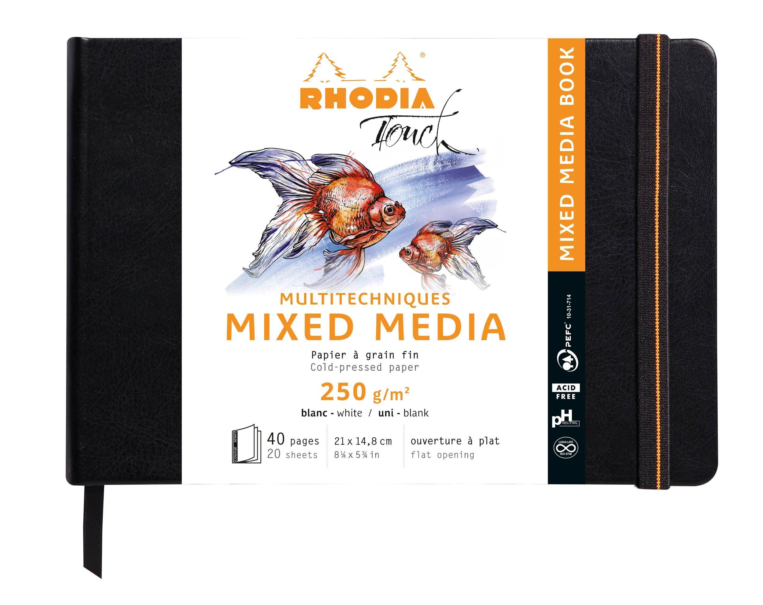 Rhodia Touch Book, Skizzenbuch 20 Bl extraweiß 250g, A5 Quer Schwarz 116171C
