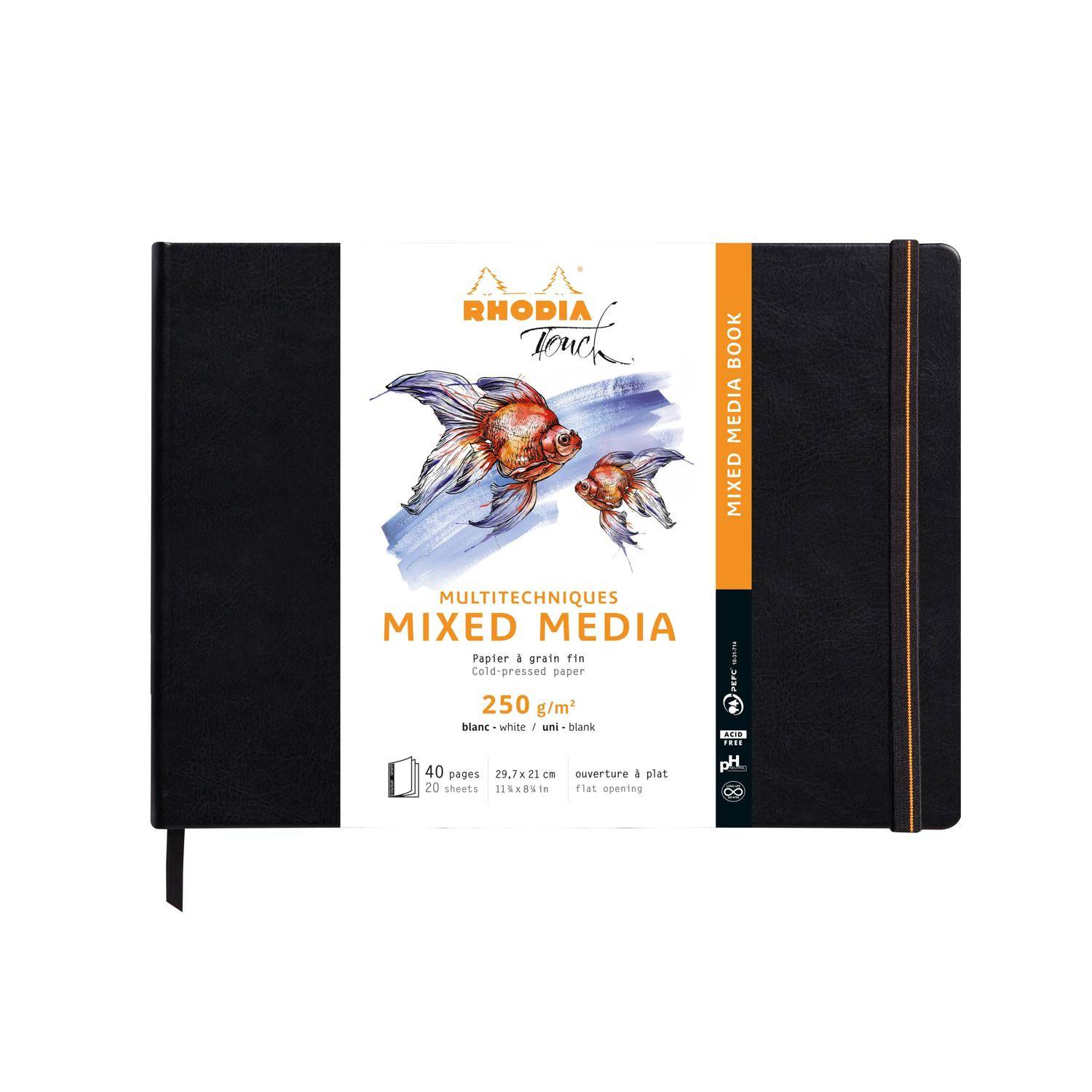 Rhodia Touch Book, Skizzenbuch 20 Bl extraweiß 250g, A4 Quer Schwarz 116172C