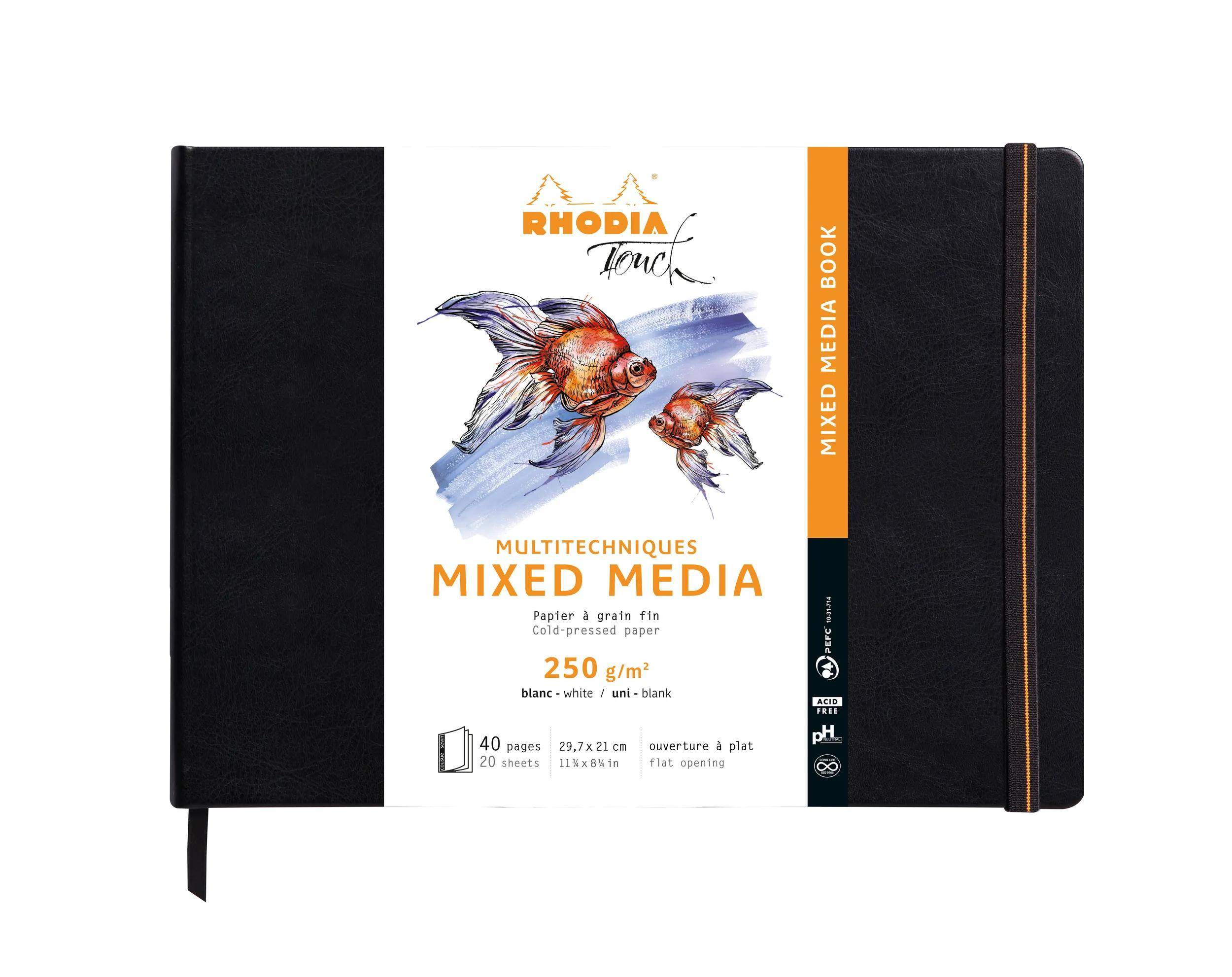 Rhodia Touch Book, Skizzenbuch 20 Bl extraweiß 250g, A4 Quer Schwarz 116172C
