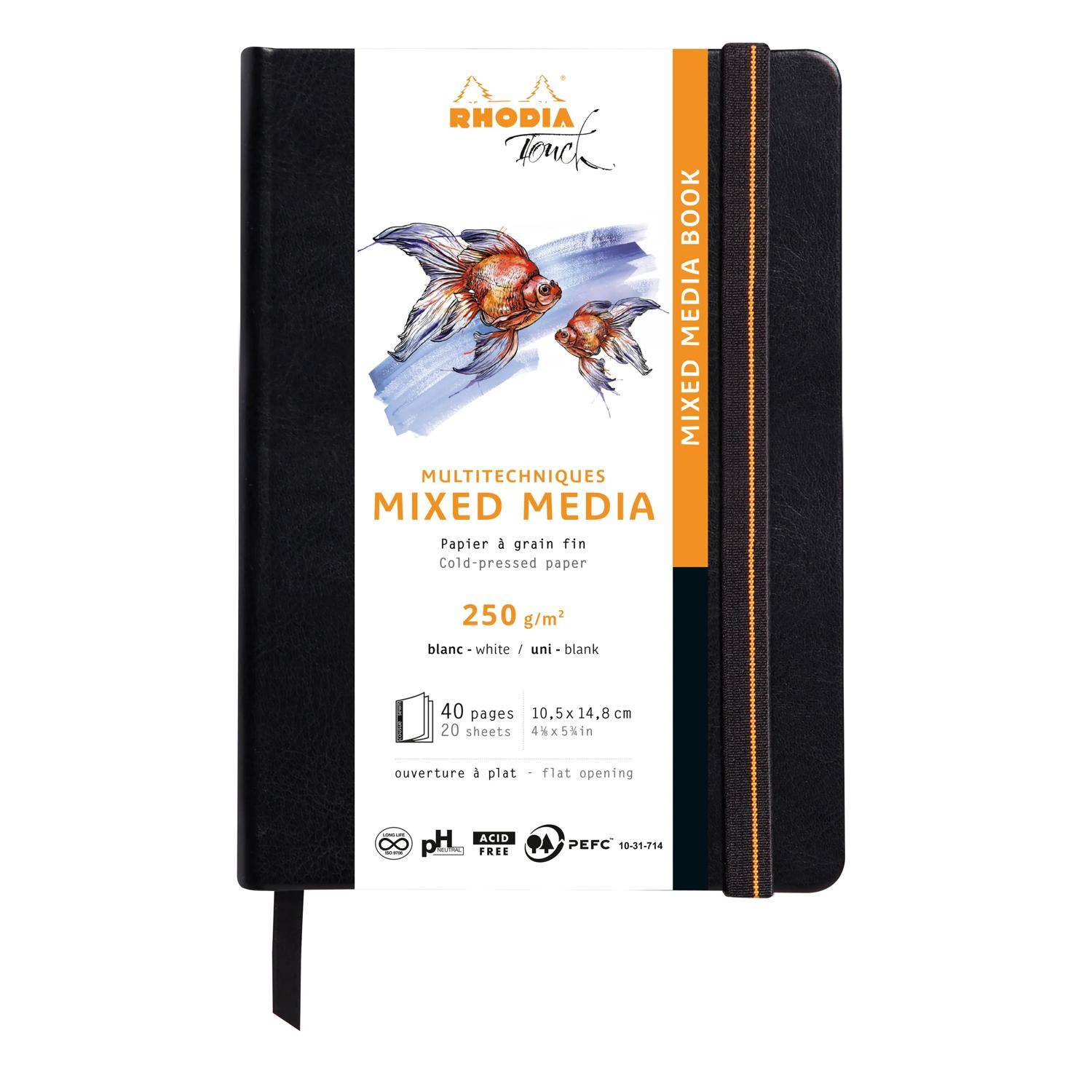Rhodia Touch Book, Skizzenbuch A6 20 Bl Paint'ON-Papier 250g Schwarz 116173C