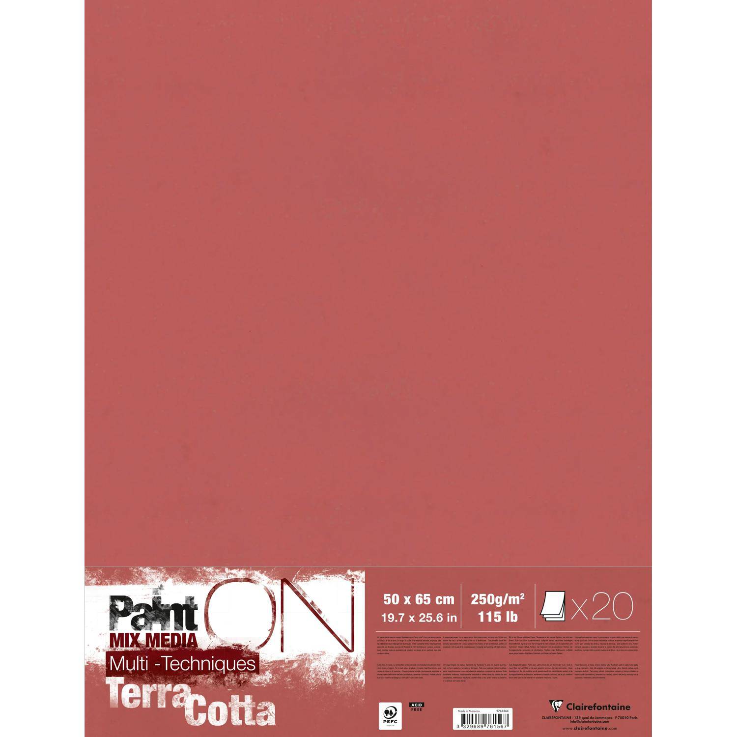 Clairefontaine PaintON Terracotta, Packung 10 Bogen 50x65cm, Mixed Media 976156C