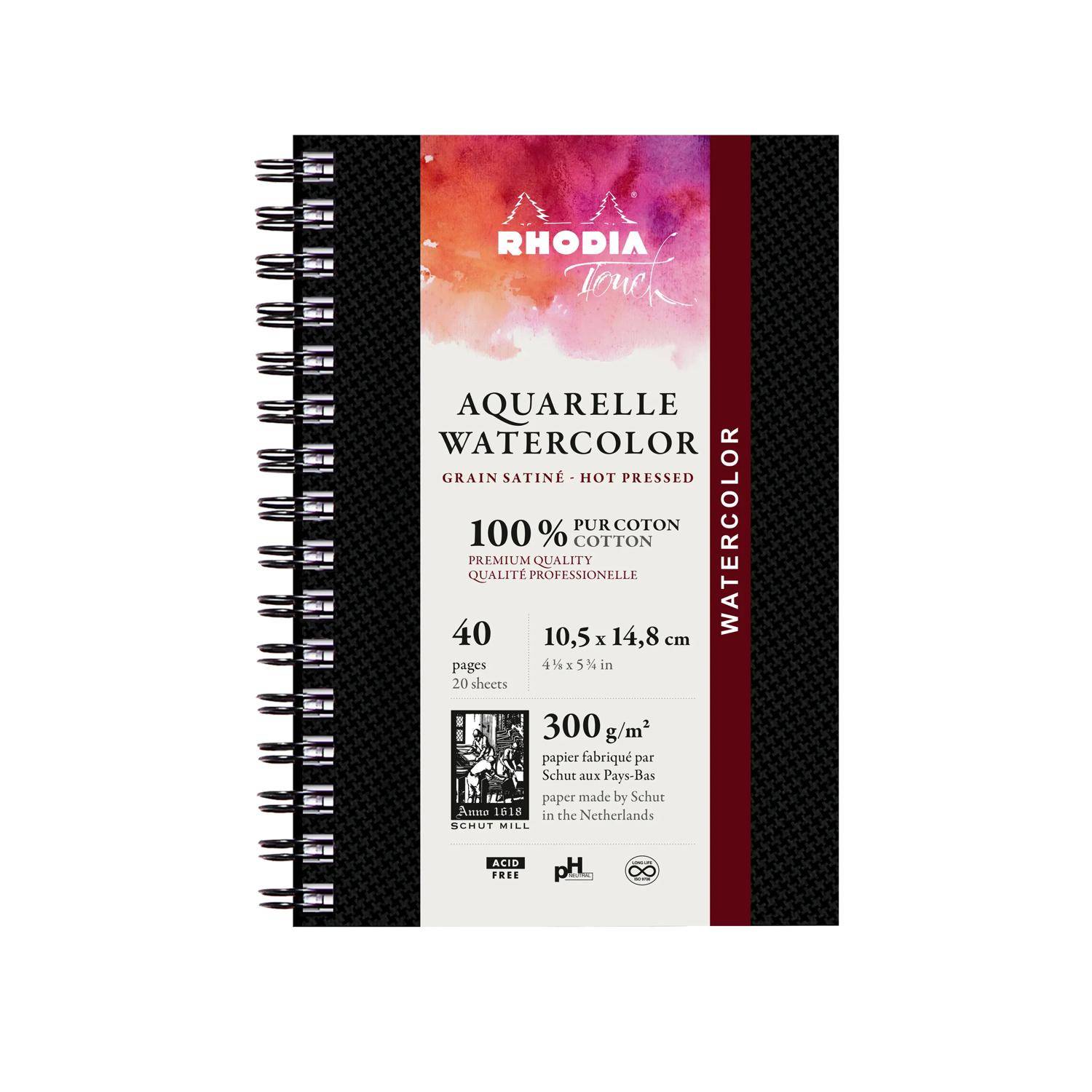Rhodia Touch, Watercolor Book A6, 100% Hadern 300g, 20 Bl Schwarz 116165C
