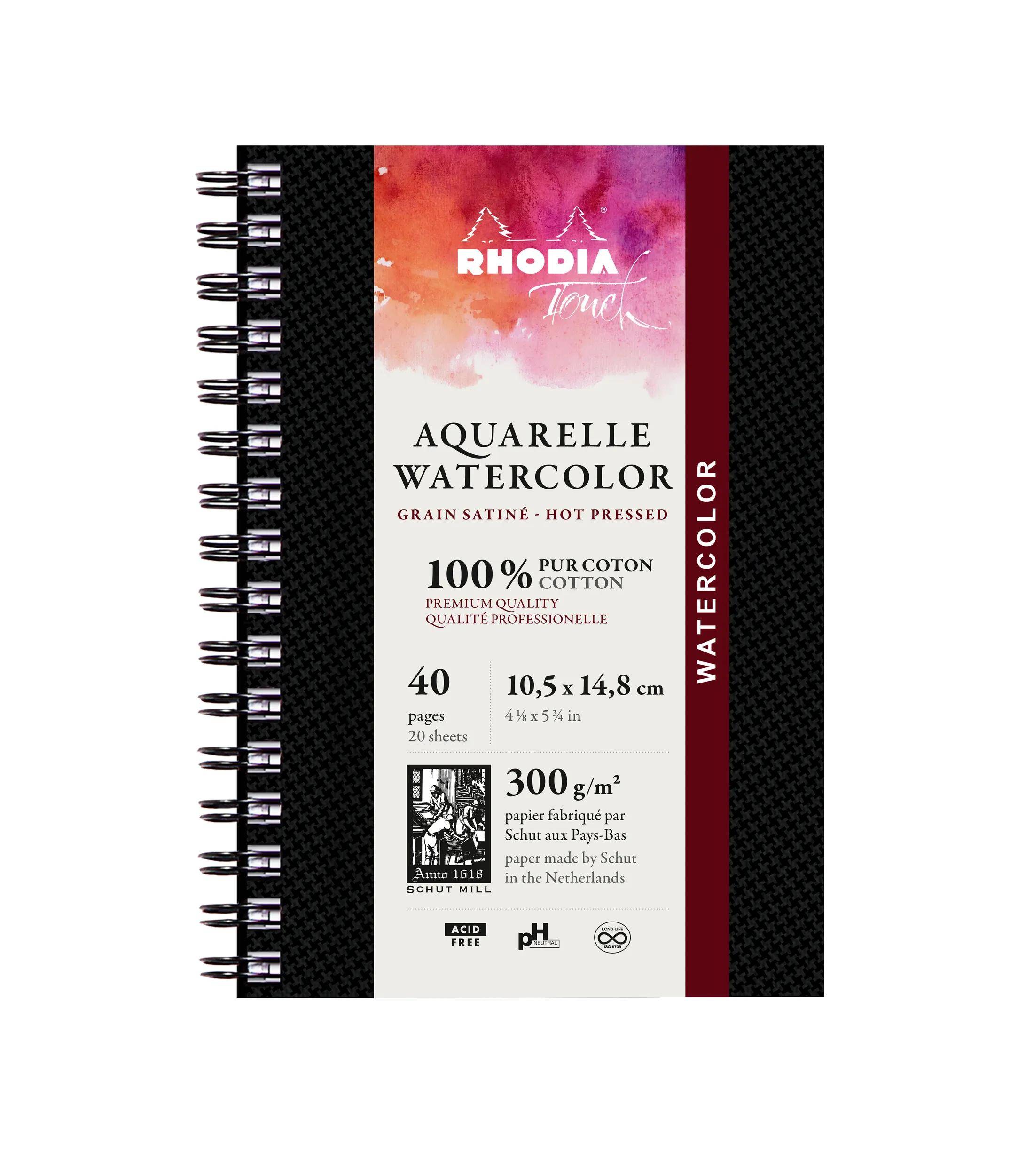 Rhodia Touch, Watercolor Book A6, 100% Hadern 300g, 20 Bl Schwarz 116165C