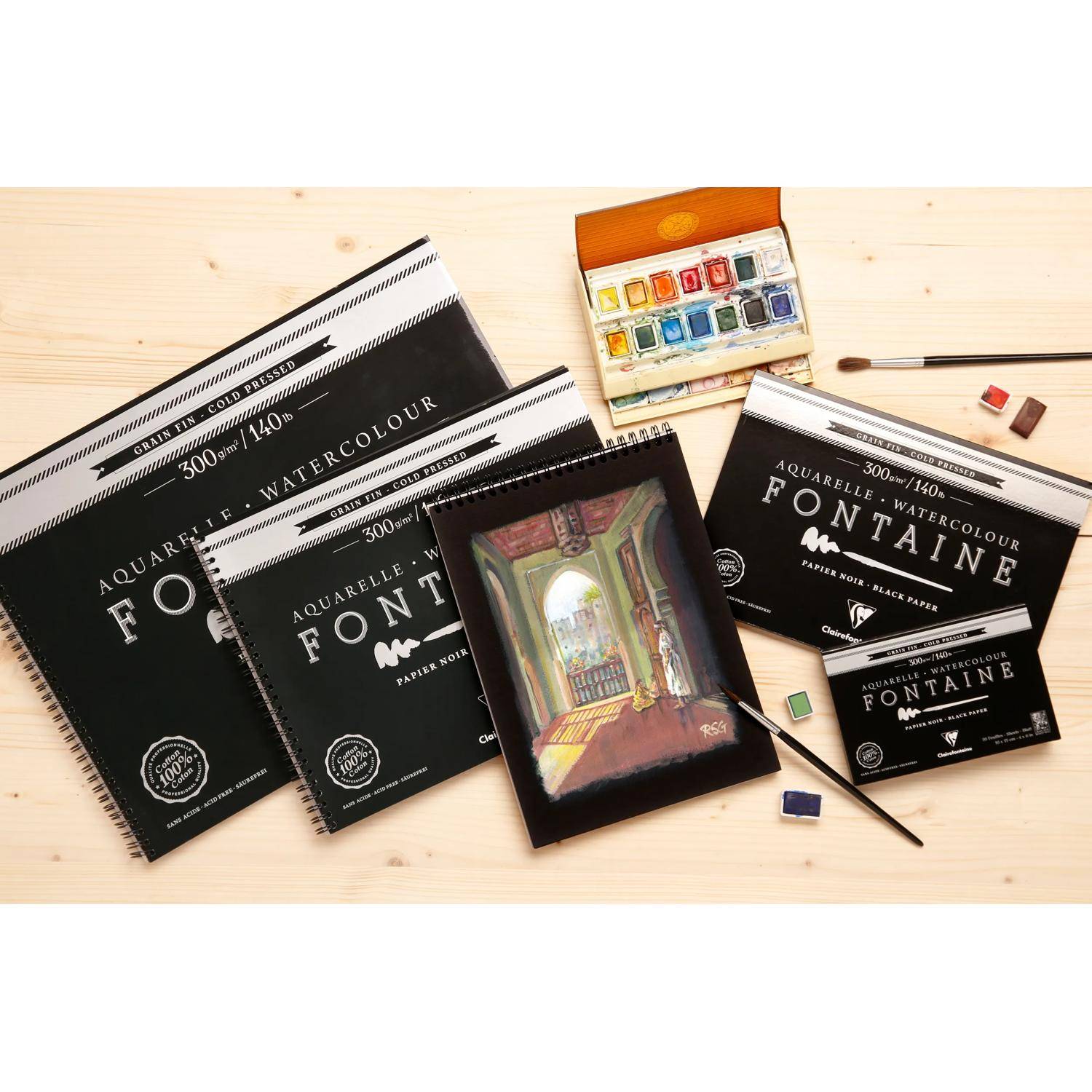 Clairefontaine Pack. 25 Bogen Aquarellpapier 56x76cm schwarz 975523C