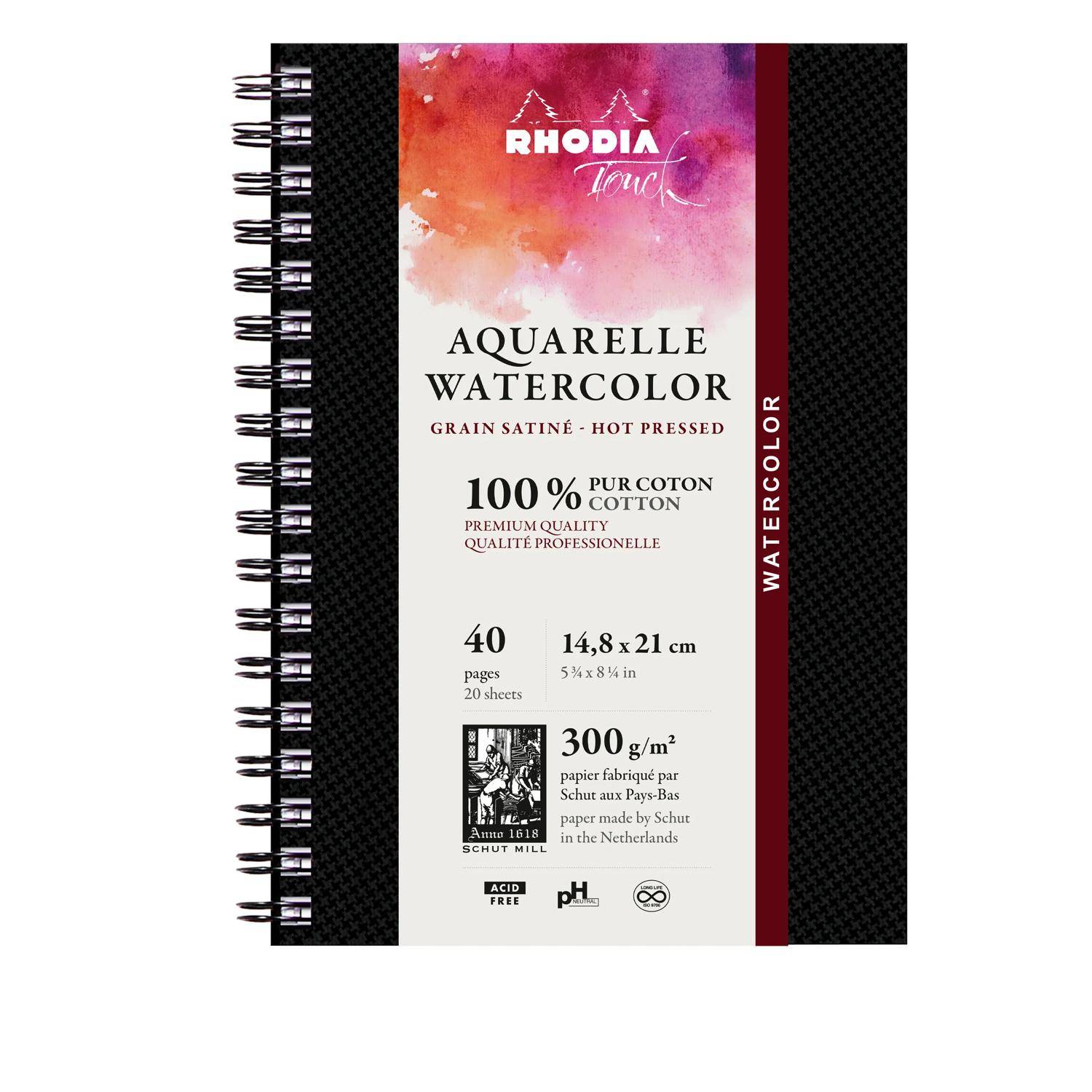 Rhodia Touch, Watercolor Book A5, 100% Hadern 300g, 20 Bl Schwarz 116166C