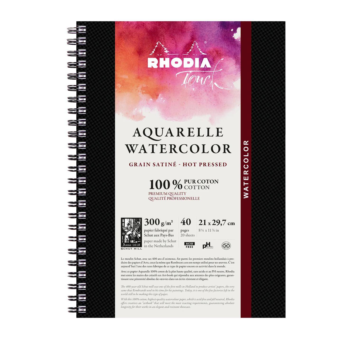 Rhodia Touch, Watercolor Book A4, 100% Hadern 300g, 20 Bl Schwarz 116167C