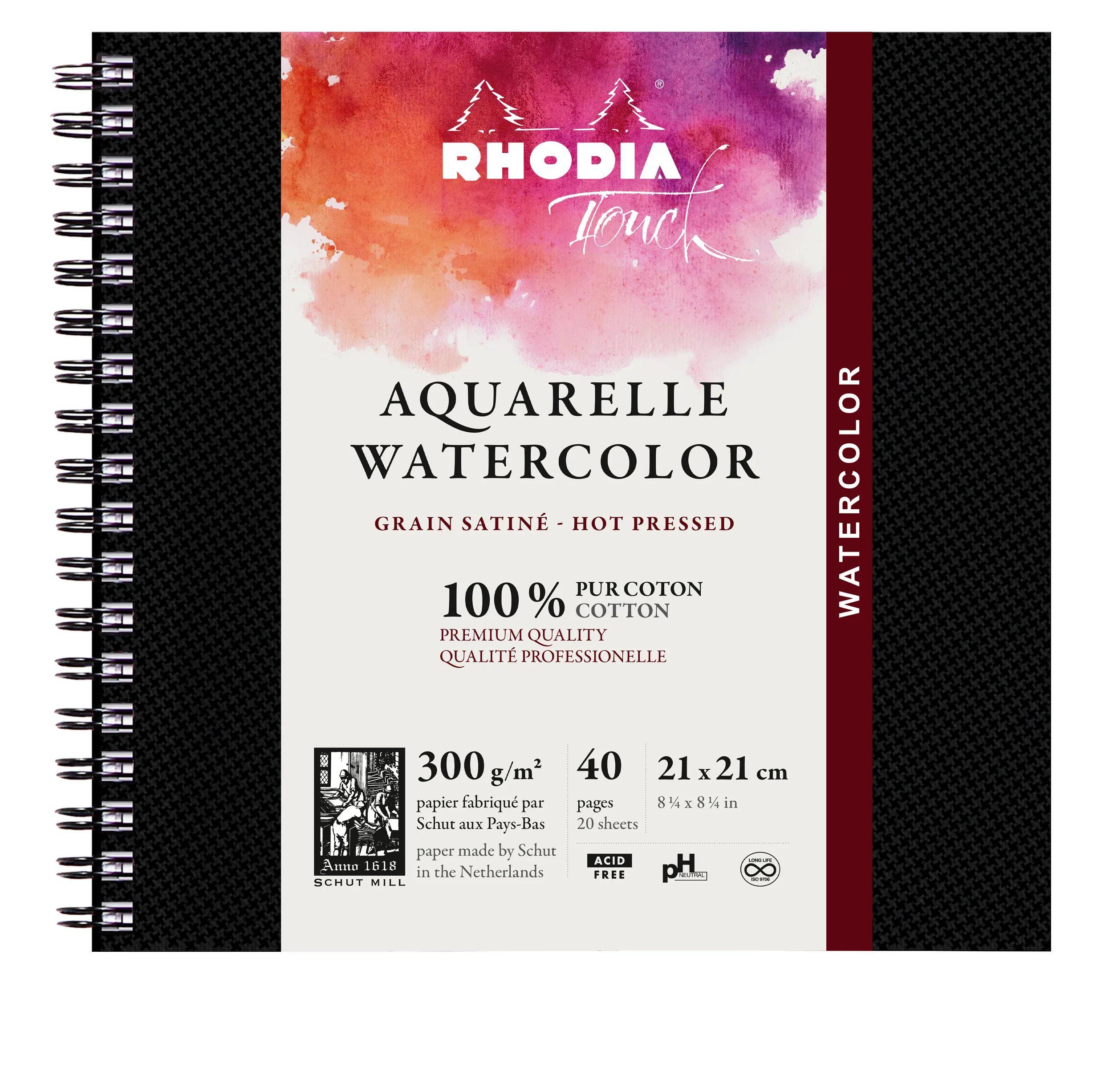 Rhodia Touch, Watercolor Book, 100% Hadern 300g, 20 Bl, 21x21 cm Schwarz 116169C