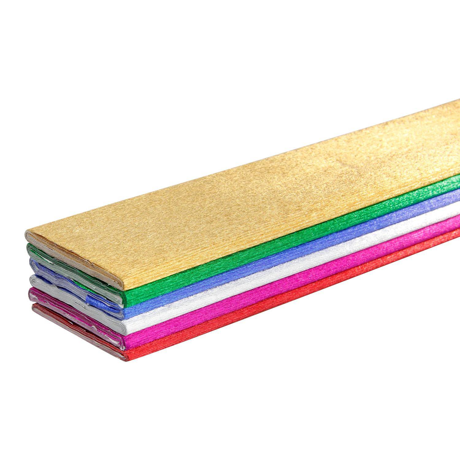Clairefontaine Metall-Krepppapier Pack. 6 Bogen gefaltet 2,50x0,50m Sort.911199C