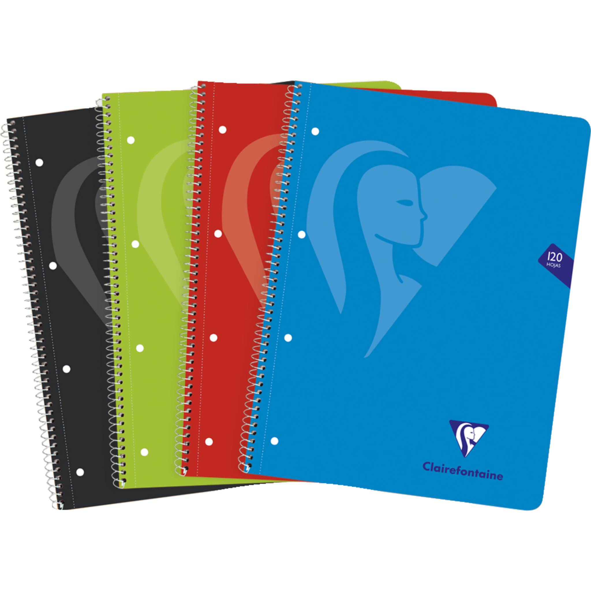 Clairefontaine 5x Collegeblock A4+, 120 Bl 90g, kariert gelocht Sortiert 198753C