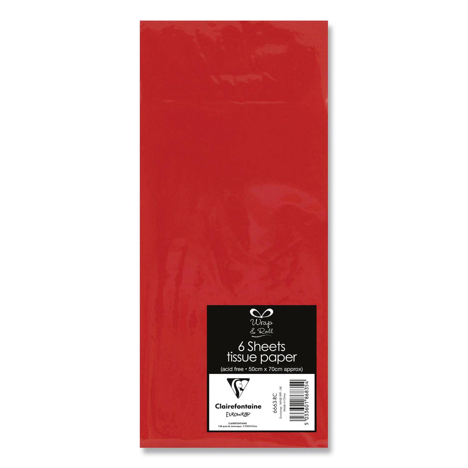 Clairefontaine 12x Seidenpapier, Packung mit 6 Blatt 50x70 cm, rot - Rot 6663-RC