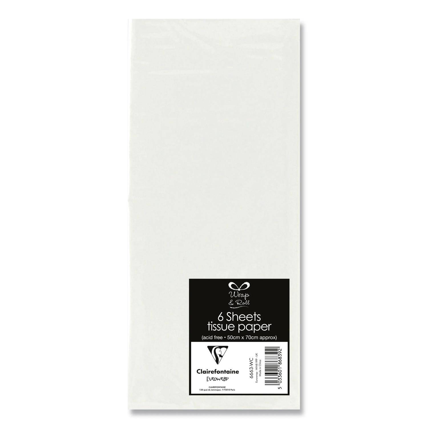 Clairefontaine 12x Seidenpapier, Packung mit 6 Blatt 50x70 cm, weiß Weiß 6663-WC