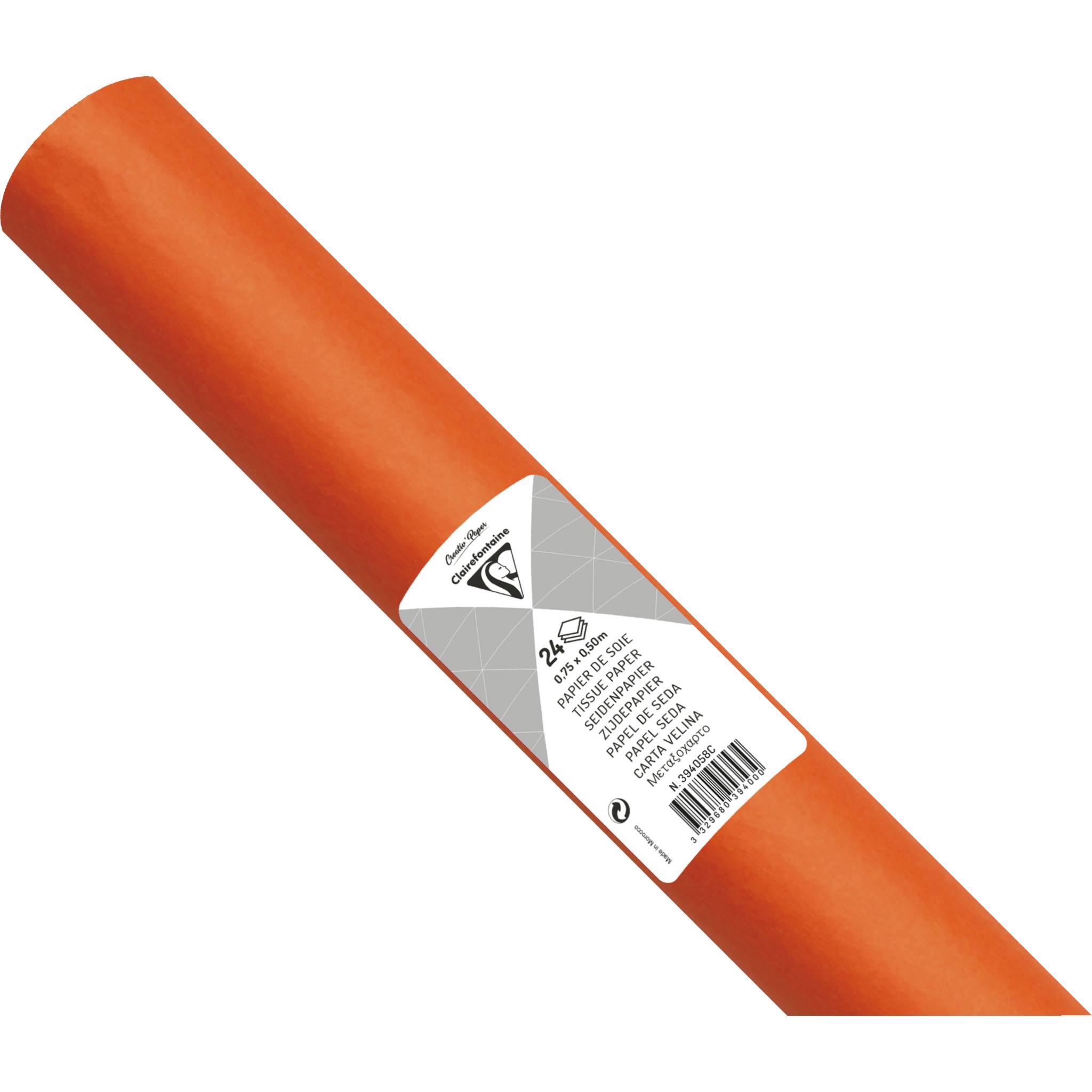 Clairefontaine 5x Seidenpapier Rolle 24 Bogen 18g/m2 50x75cm Orange 394058C