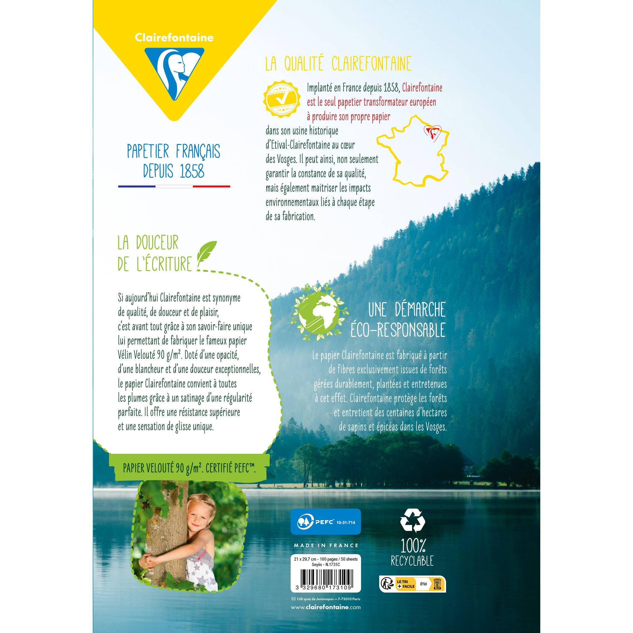Clairefontaine 10x Pack. 50 Blatt Ringbucheinlagen DIN A4 90g franz. Lin. 1731C