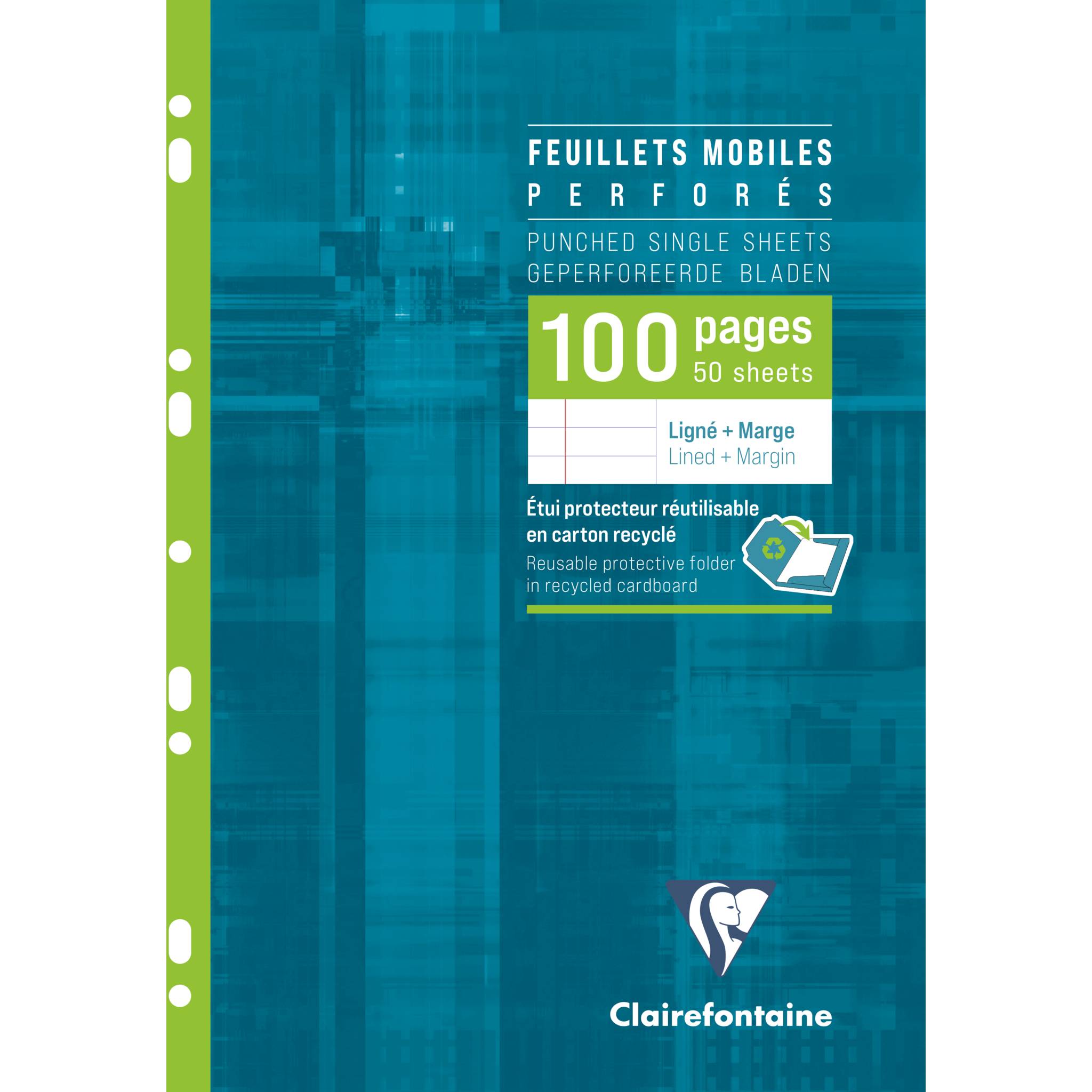 Clairefontaine 10x Pkg 50 Bl Ringbucheinlagen, A4, 90g, weiß, liniert Rand 1733C