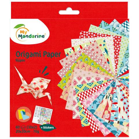 Avenue Mandarine 3x Origami Paper, Nippon, 60 Bl 20x20 cm, 70g Mehrfarbig OR514C