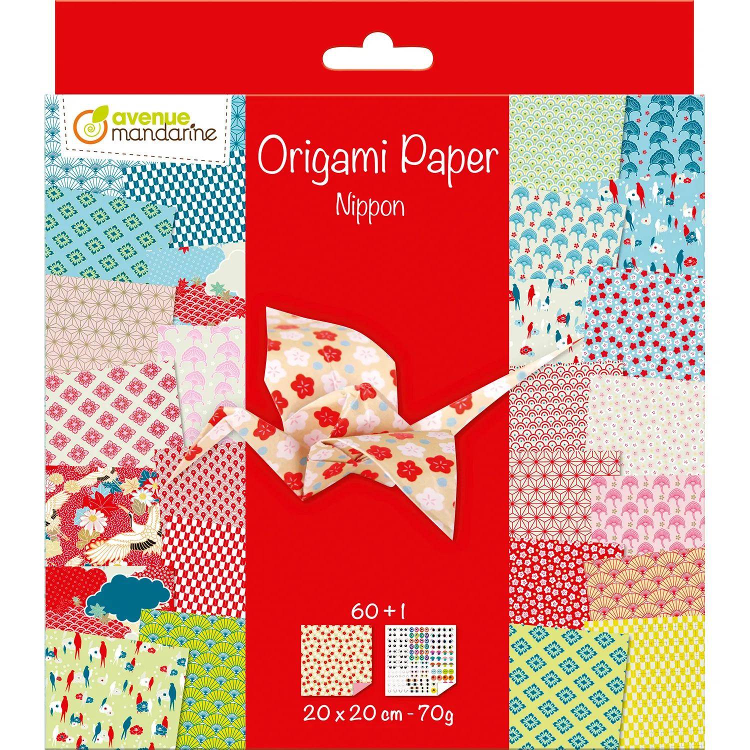 Avenue Mandarine 3x Origami Paper, Nippon, 60 Bl 20x20 cm, 70g Mehrfarbig OR514C