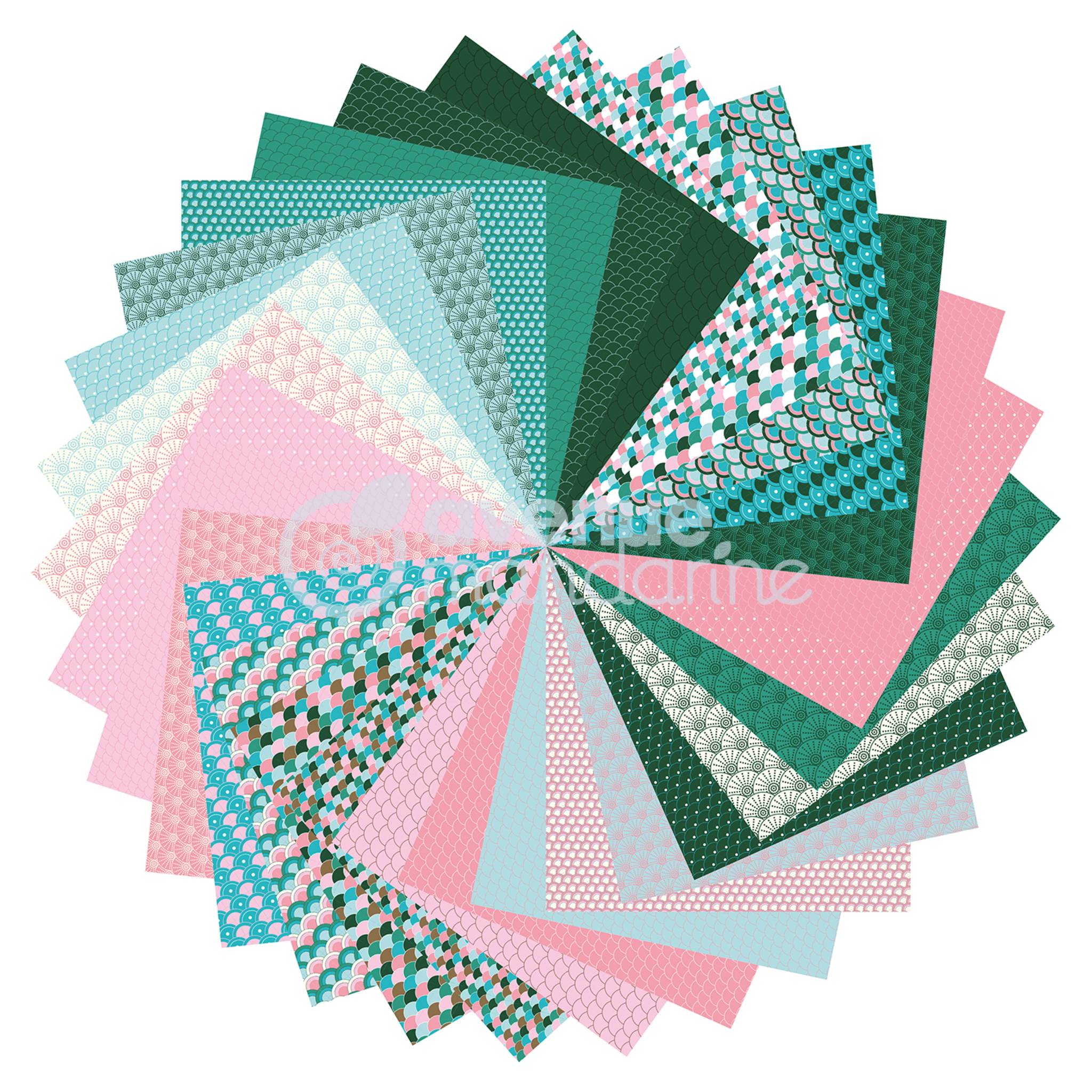 Avenue Mandarine 3x Origami Papier Scales, 60 Bl 20x20 cm, 70g Mehrfarbig OR511C