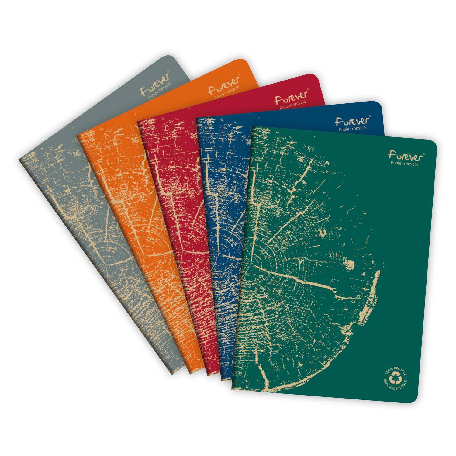Forever 5x Heft A4, 48 Bl liniert, Weißes RC Papier 90g - Sortiert 68466C