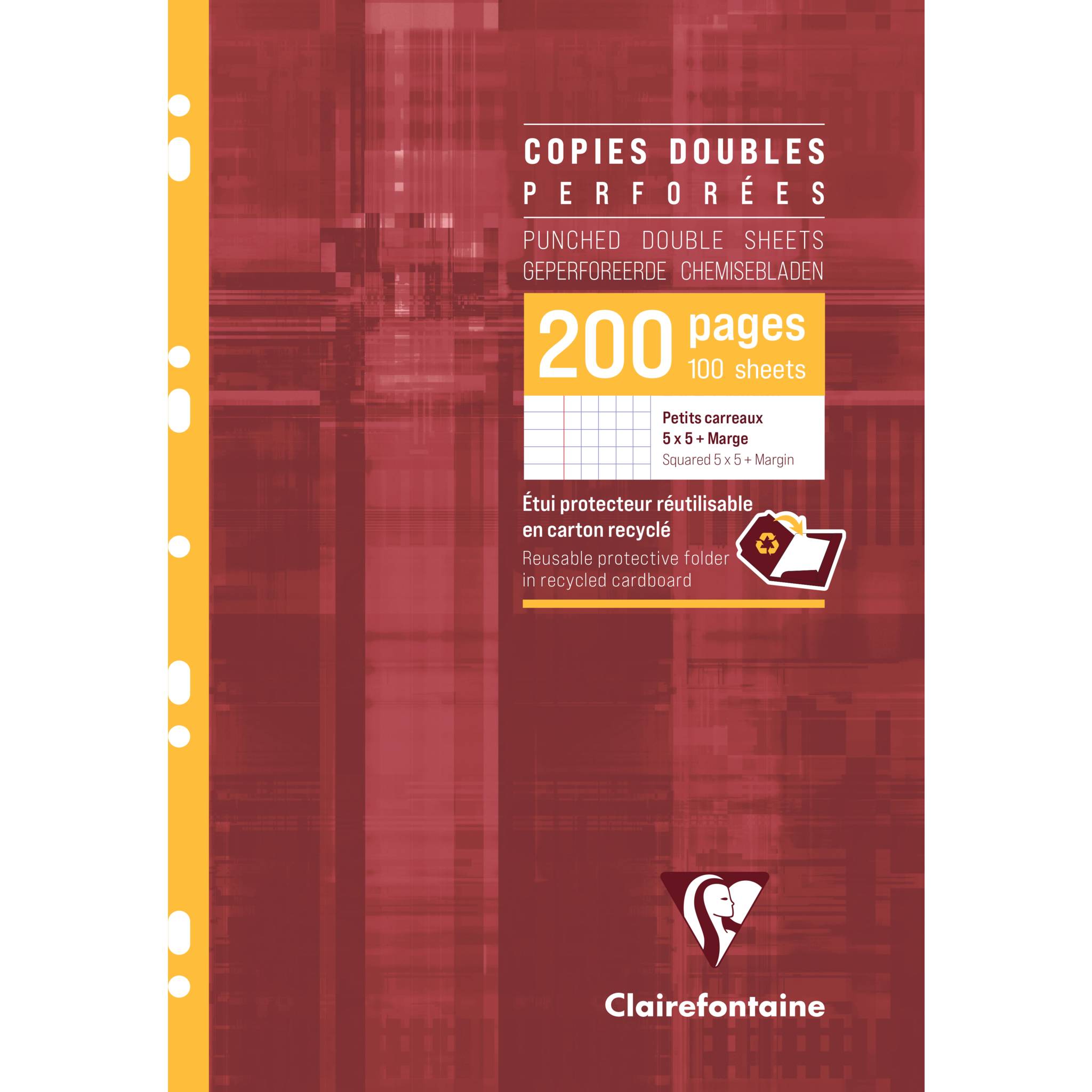 Clairefontaine 5x Pkg 100 Bl Kanzleibogen gelocht A4, 90g, kariert Rand 47122C