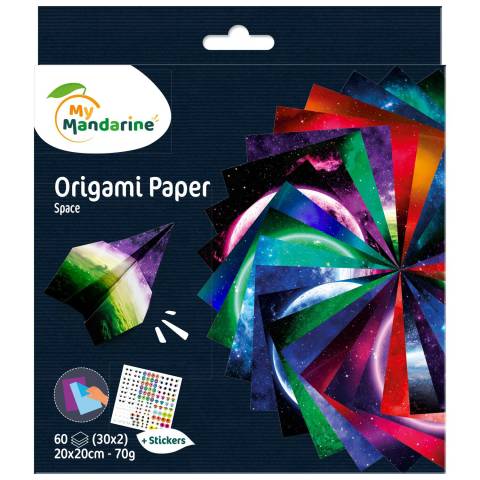 Avenue Mandarine 3x Origami Paper, Space, 60 Bl 20x20 cm, 70g Mehrfarbig OR519C