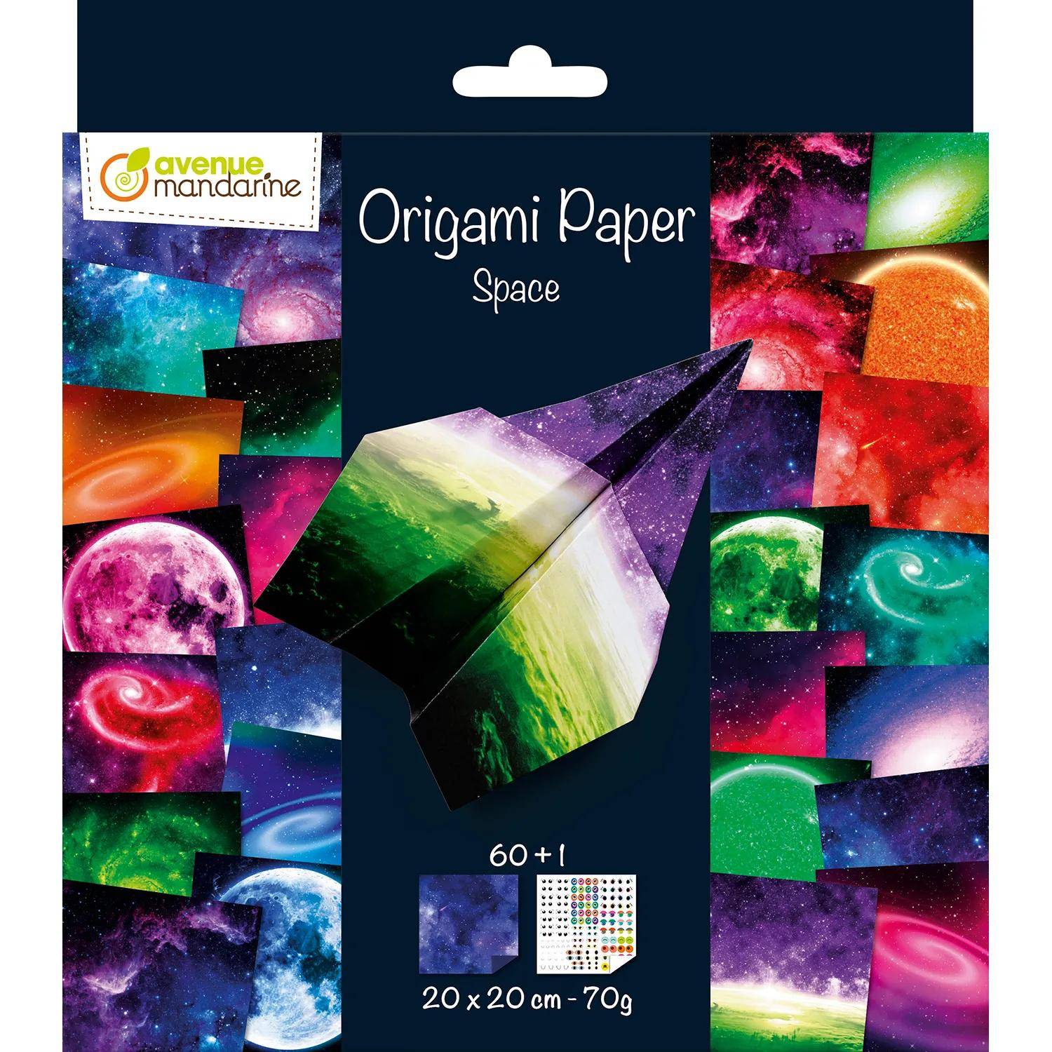 Avenue Mandarine 3x Origami Paper, Space, 60 Bl 20x20 cm, 70g Mehrfarbig OR519C