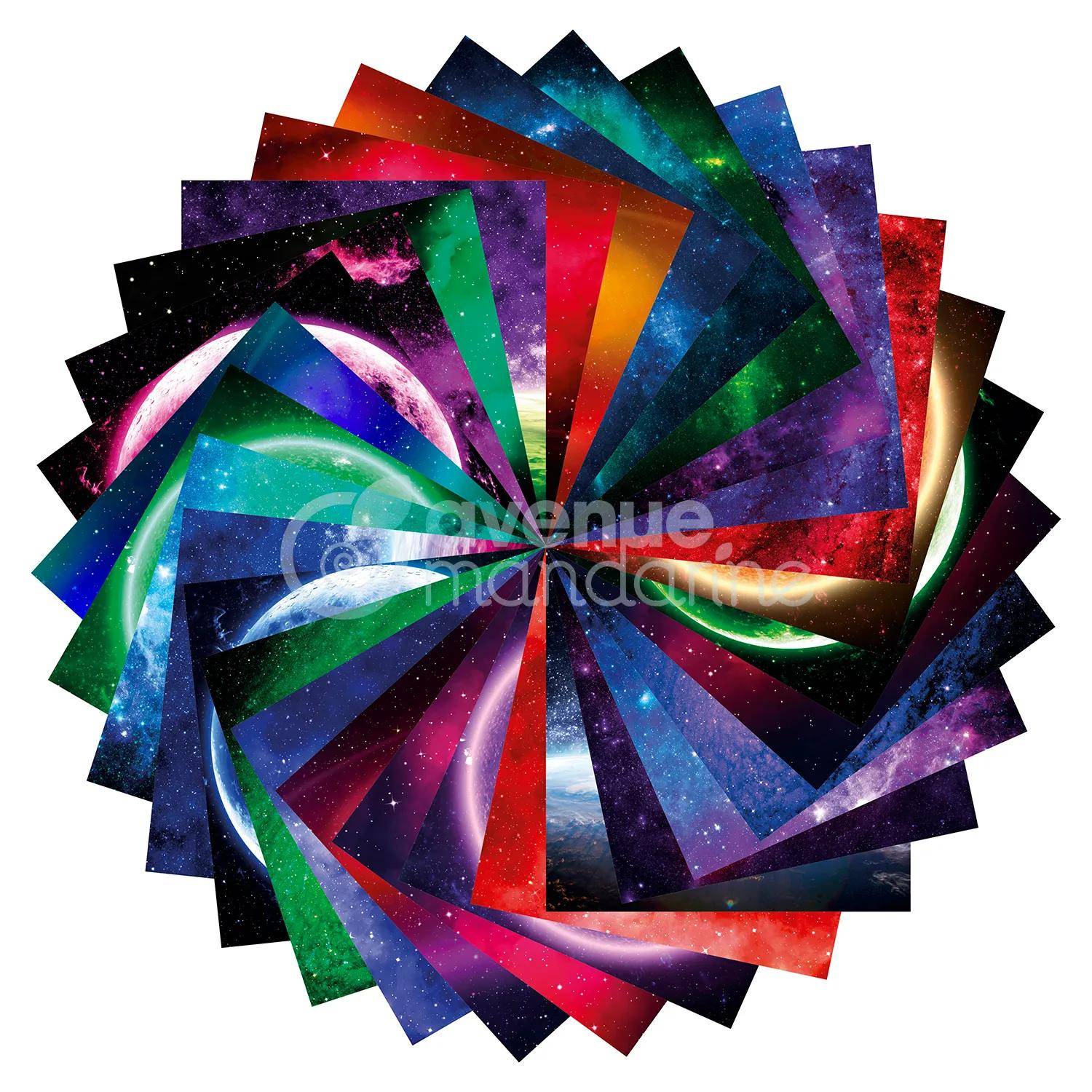 Avenue Mandarine 3x Origami Paper, Space, 60 Bl 20x20 cm, 70g Mehrfarbig OR519C