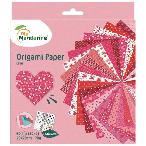 Avenue Mandarine 3x Origami Papier, Love, 60 Bl 20x20 cm, 70g Mehrfarbig OR518C