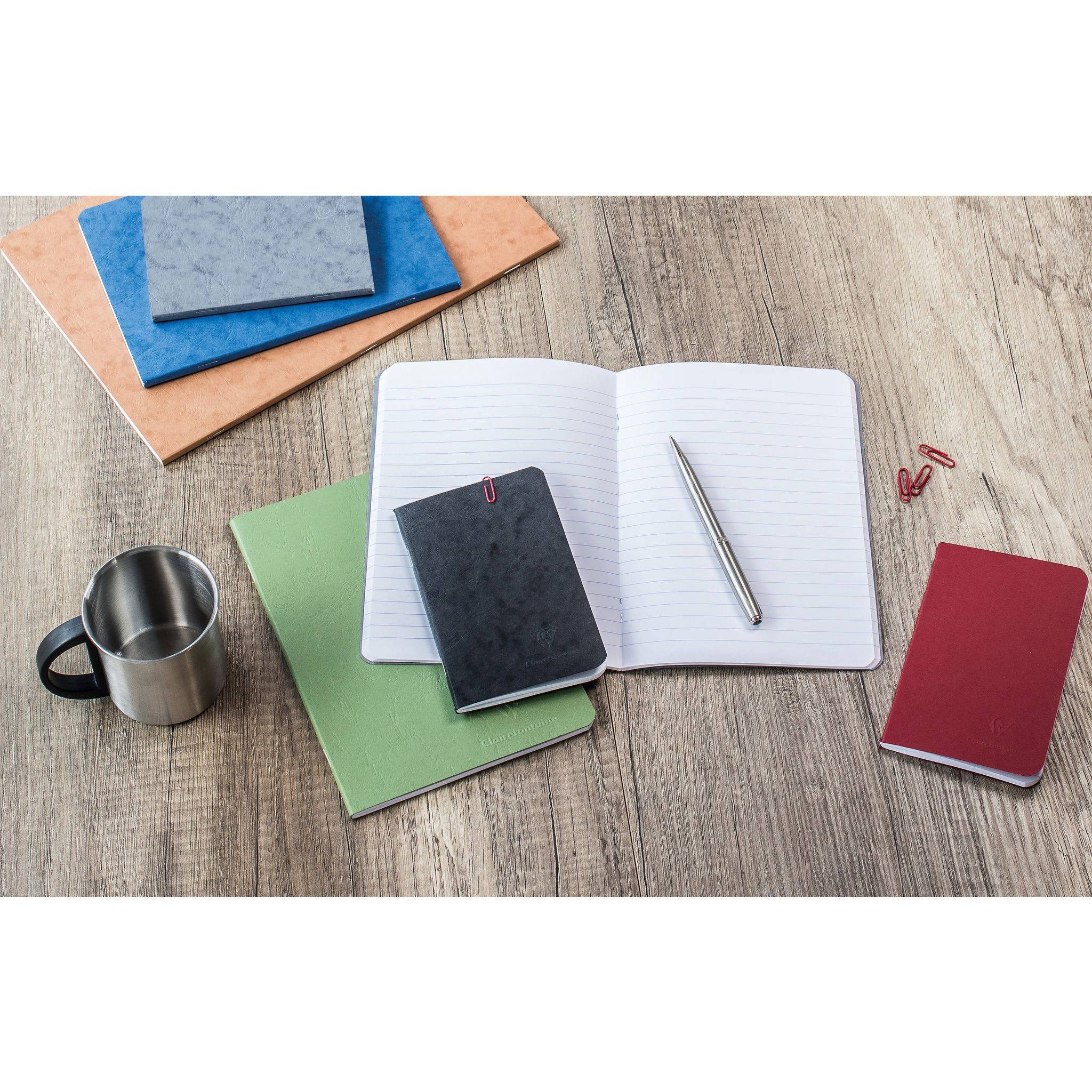 Clairefontaine 5x Age Bag Notizbuch A5, 48 Blatt 90g liniert Schwarz 733161C