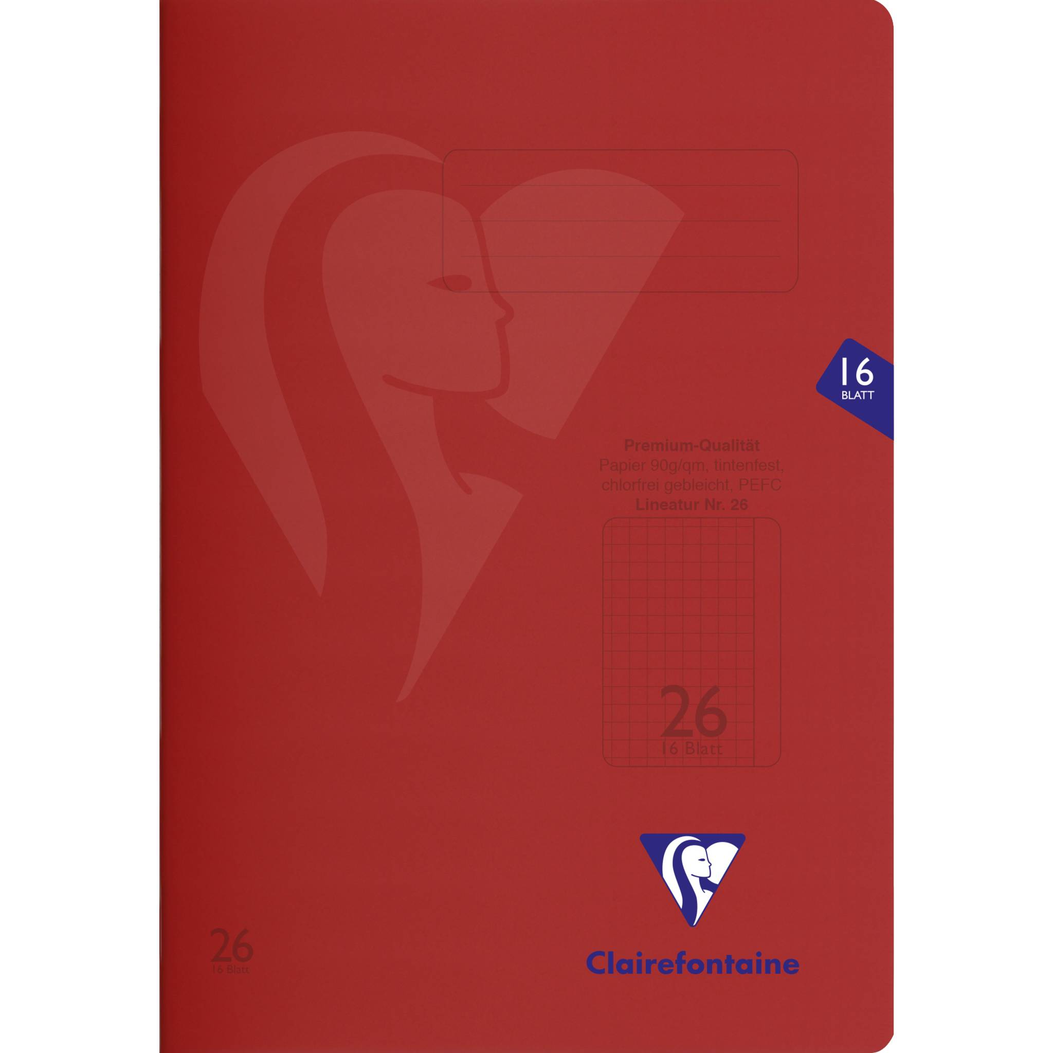 Clairefontaine 25x S'coolbook, Schulheft A4 kariert 16 Blatt rot 333226C
