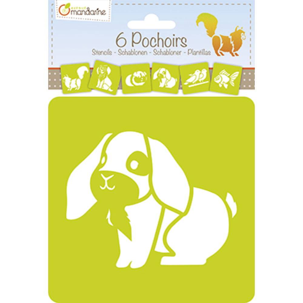 Avenue Mandarine 3x 6 tlg Schablonenset für Kinder, Haustiere Orange 42445MD