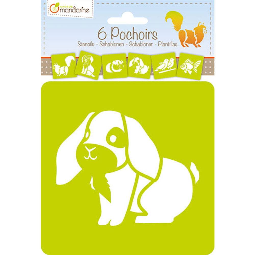 Avenue Mandarine 3x 6 tlg Schablonenset für Kinder, Haustiere Orange 42445MD