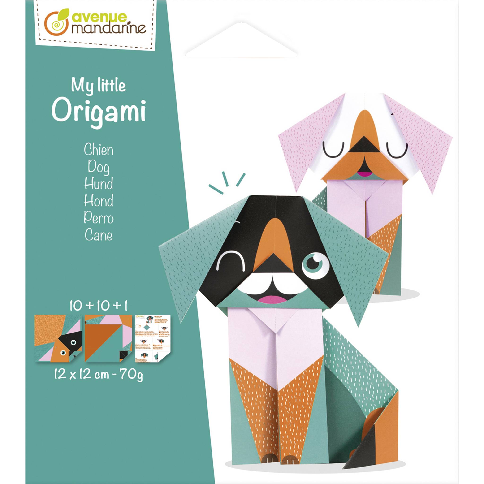 Avenue Mandarine 6x My little Origami, Hund, 20 Bl 12x12 cm, 70g OR509C