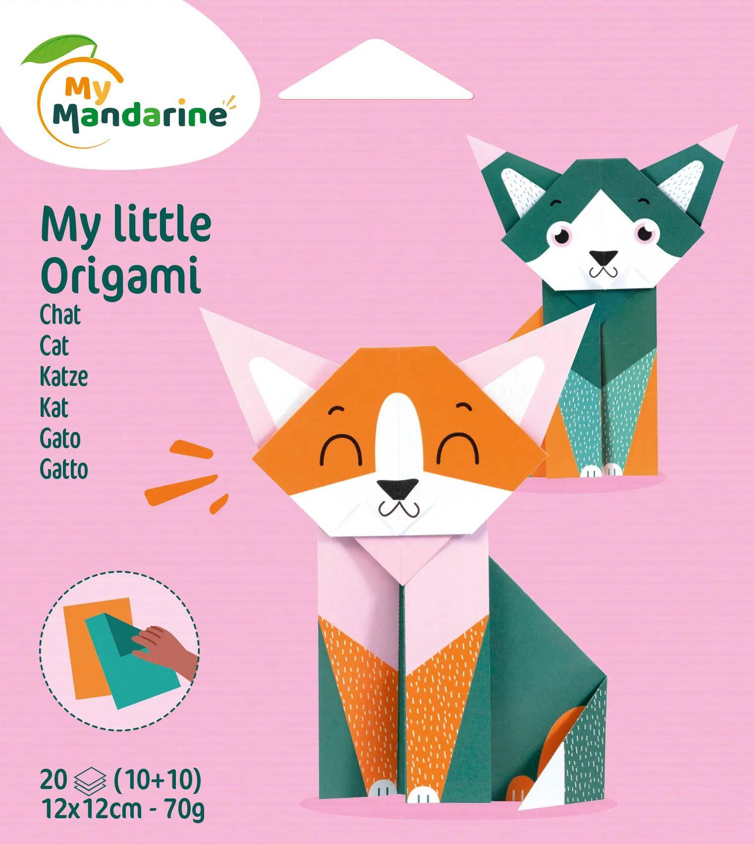 Avenue Mandarine 6x My little Origami, Katze, 20 Bl 12x12 cm, 70g OR508C