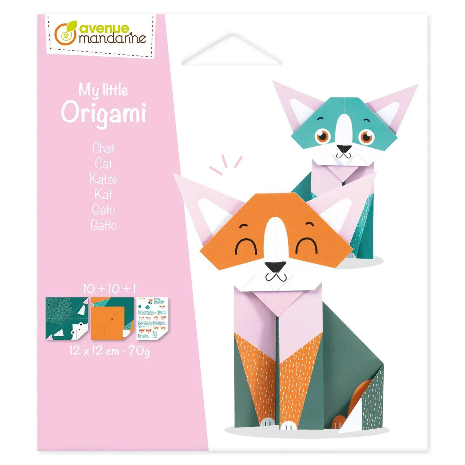Avenue Mandarine 6x My little Origami, Katze, 20 Bl 12x12 cm, 70g OR508C
