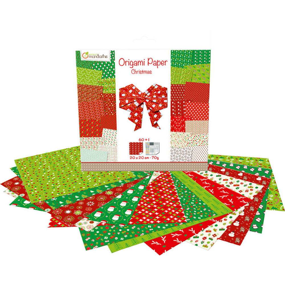 Avenue Mandarine 3x Origami Paper Christmas 2, 60 Bl 20x20 cm, Mehrfarbig OR506C