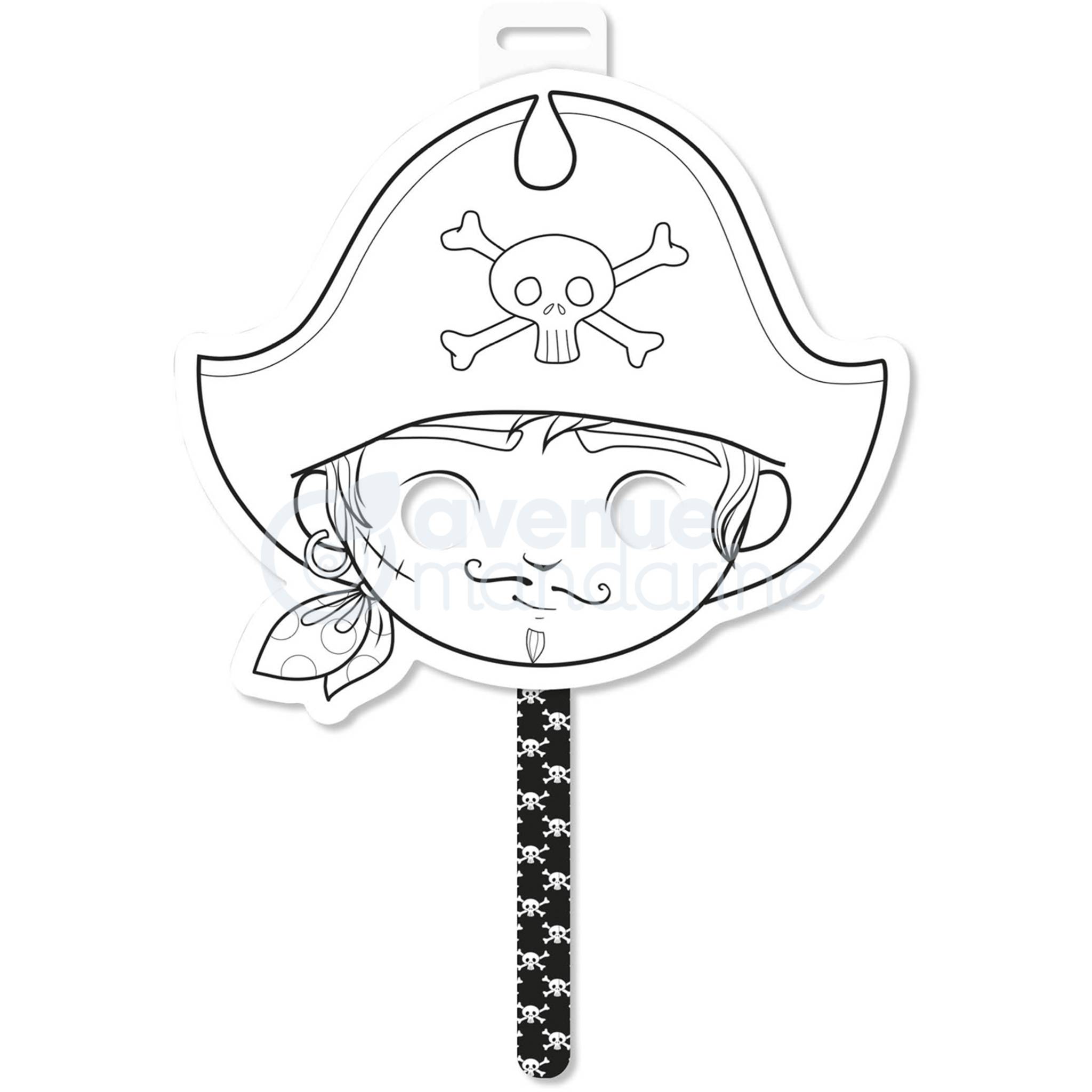 Avenue Mandarine 5x Graffy Stick, Stabmaske, Pirat - Schwarz & Weiß GY058O