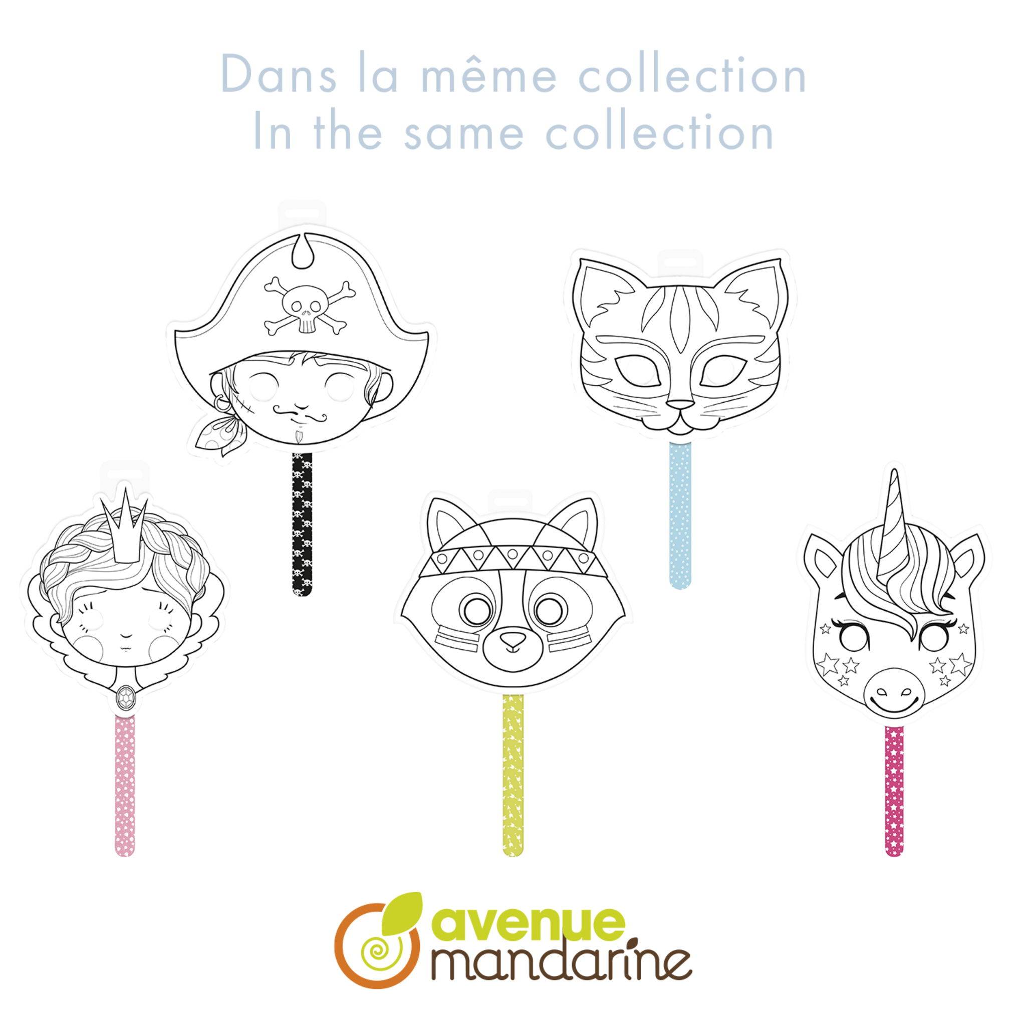 Avenue Mandarine 5x Graffy Stick, Stabmaske, Pirat - Schwarz & Weiß GY058O