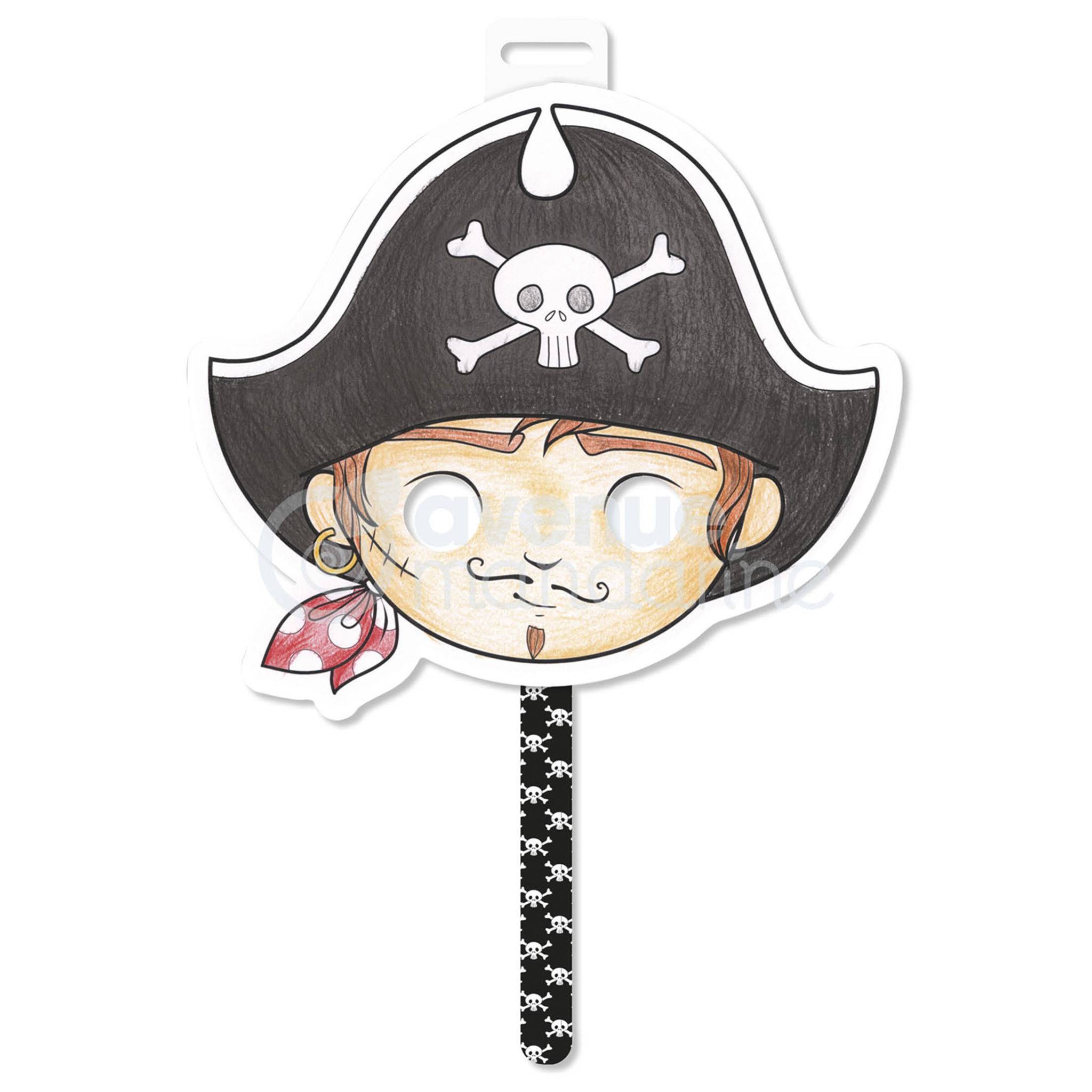 Avenue Mandarine 5x Graffy Stick, Stabmaske, Pirat - Schwarz & Weiß GY058O