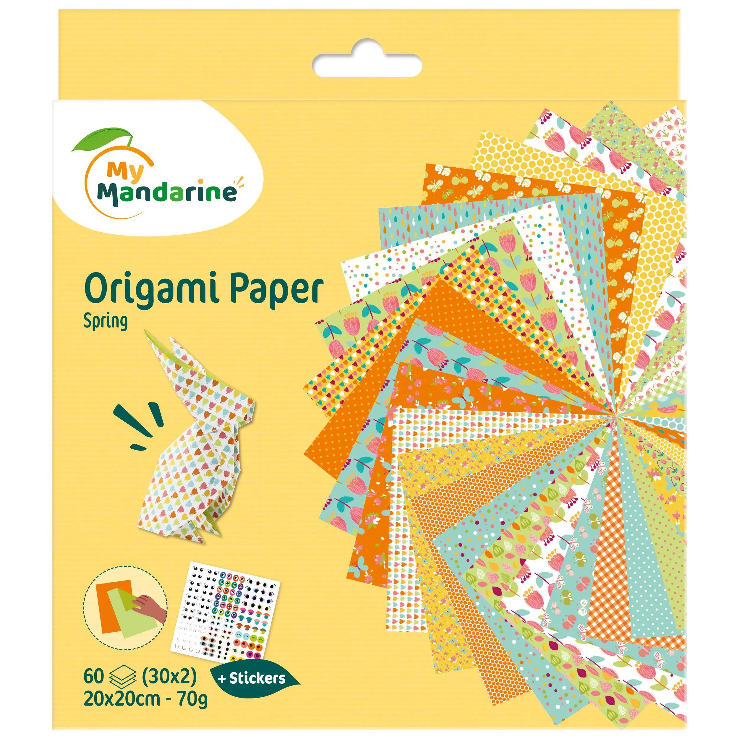 Avenue Mandarine 3x Origami Paper Spring, 60 Bl 20x20 cm, 70g Mehrfarbig OR505O